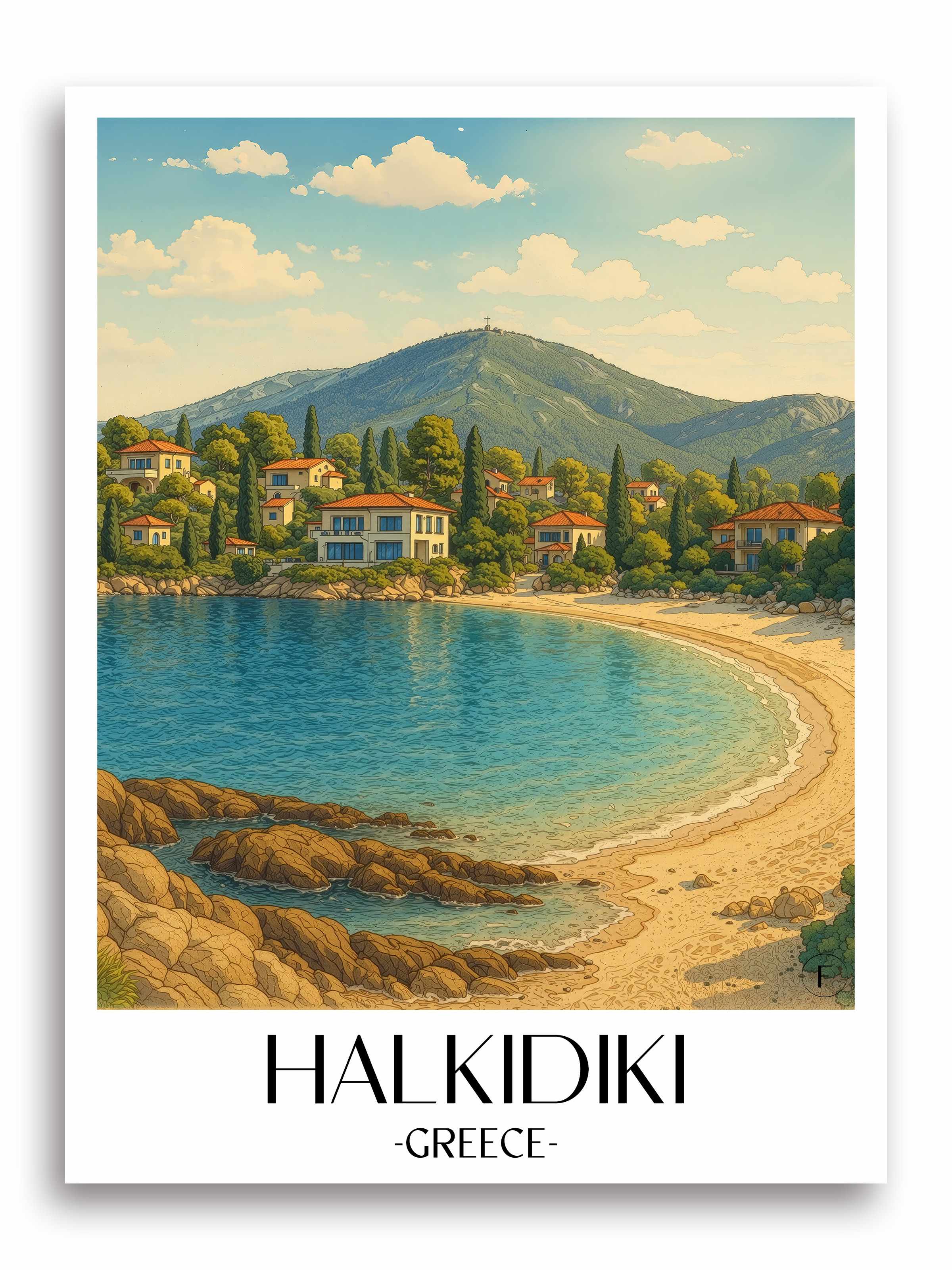 Chalkidiki Poster - Griechenland Kunstdruck - Aquarell von A4 bis A1 - favplace