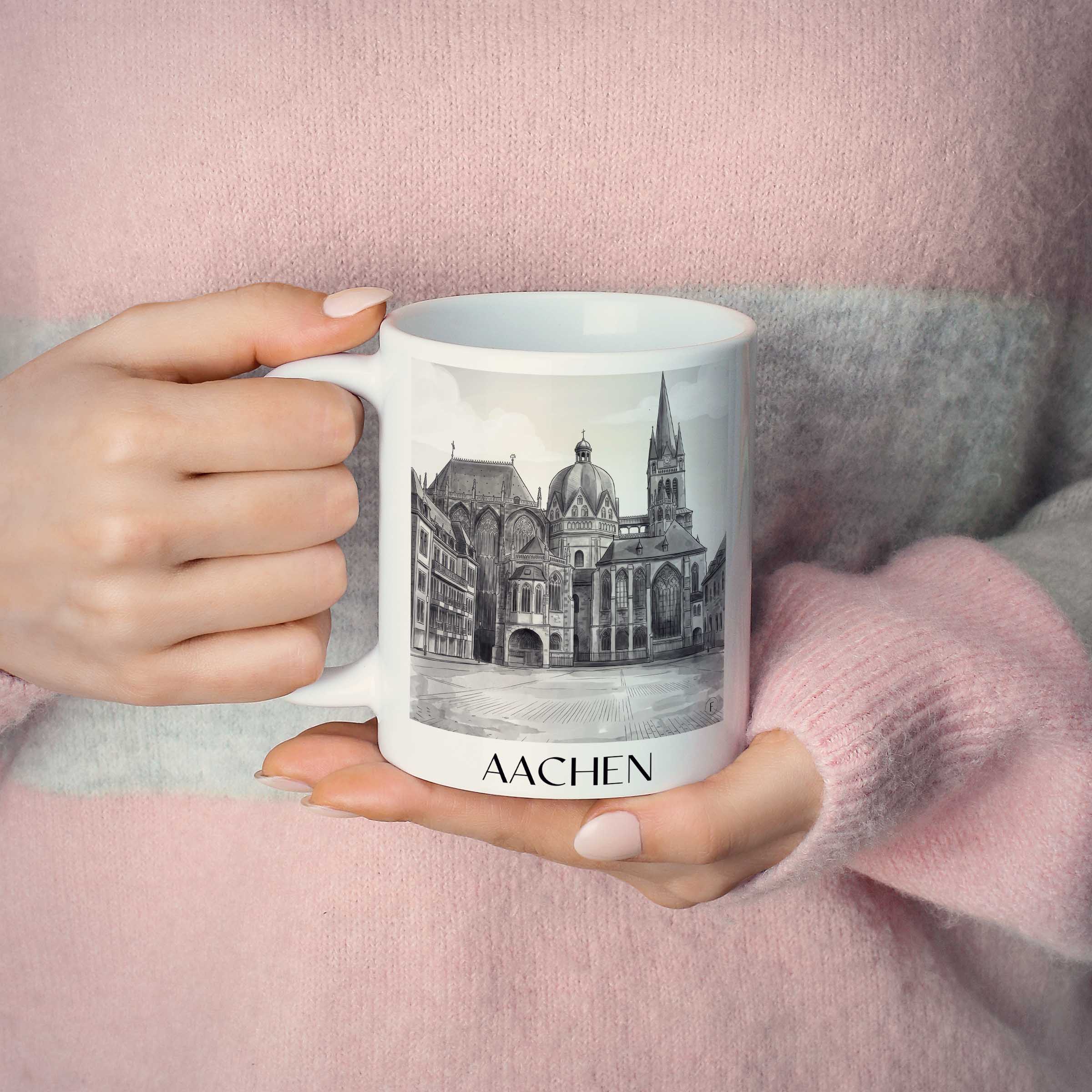 aachen-deutschland-kaffeebecher-aquarell-schwarz-weiss