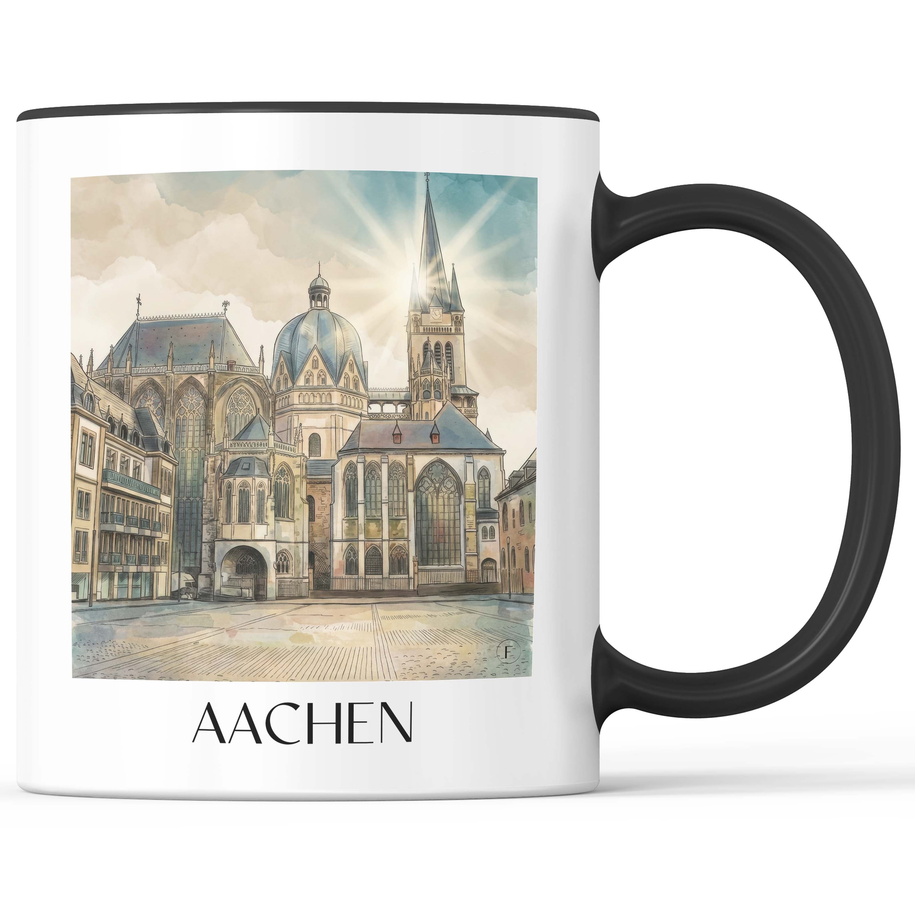 Aachen - Deutschland Becher - Kaffeetasse im Aquarell Stil - favplace
