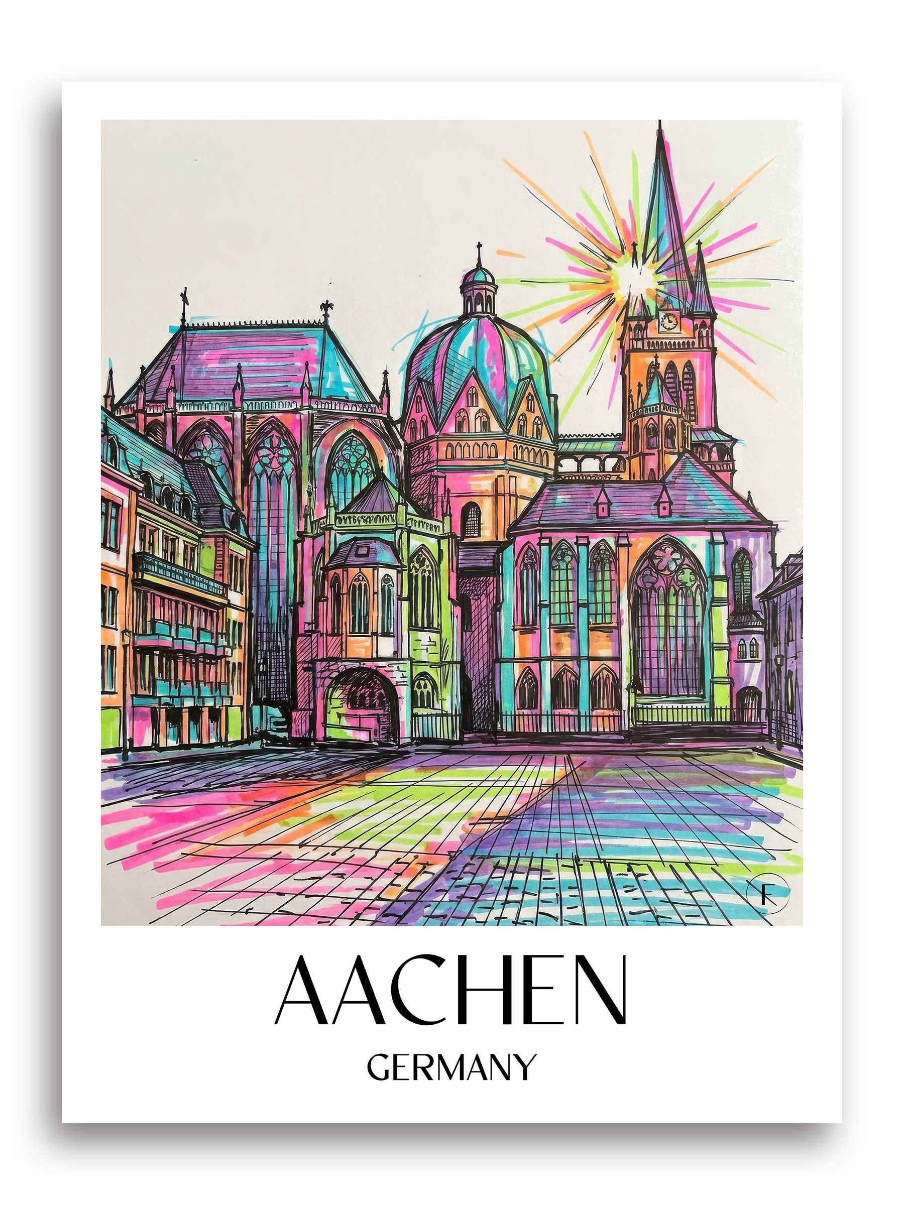 Aachen Poster - - Deutschland Kunstdruck - Tag Graffiti von A4 bis A1 - favplace