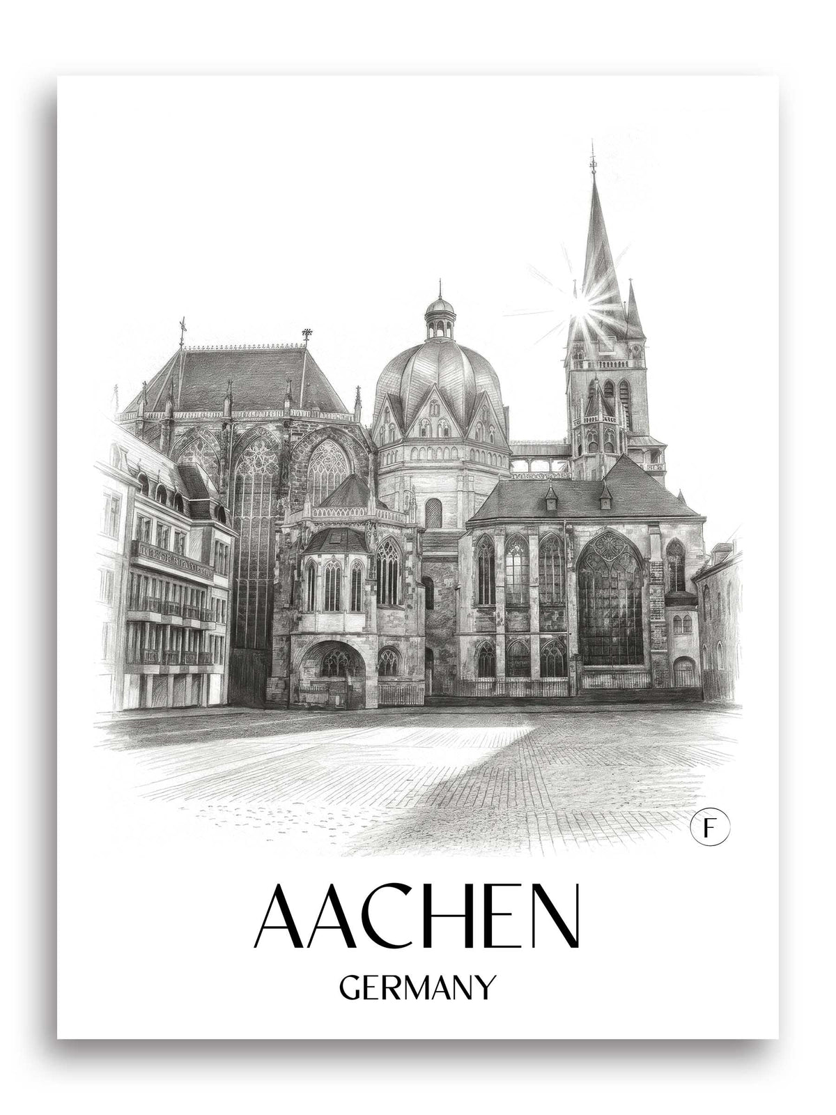 Aachen Poster - - Deutschland Kunstdruck - Zeichnung von A4 bis A1 - favplace