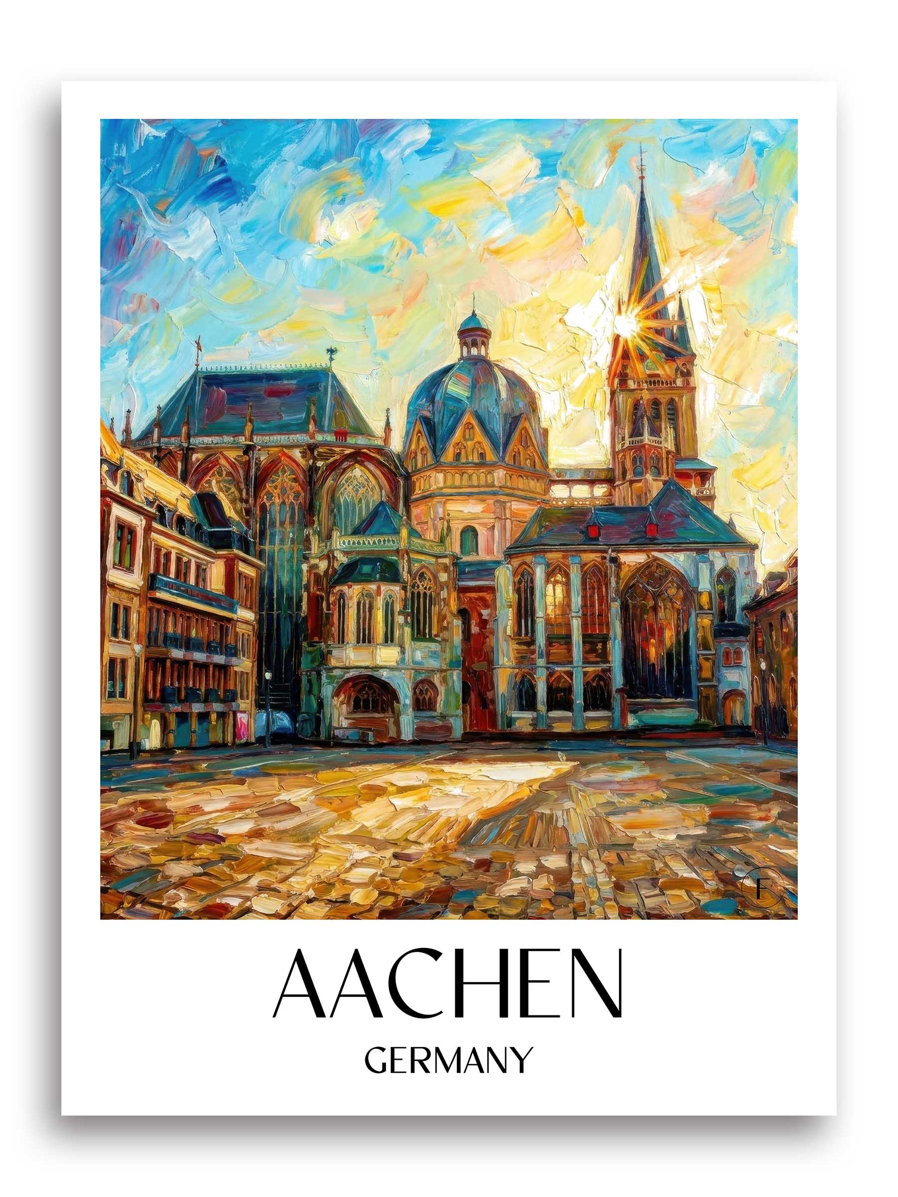 Aachen Poster - - Deutschland Kunstdruck - Ölgemälde von A4 bis A1 - favplace