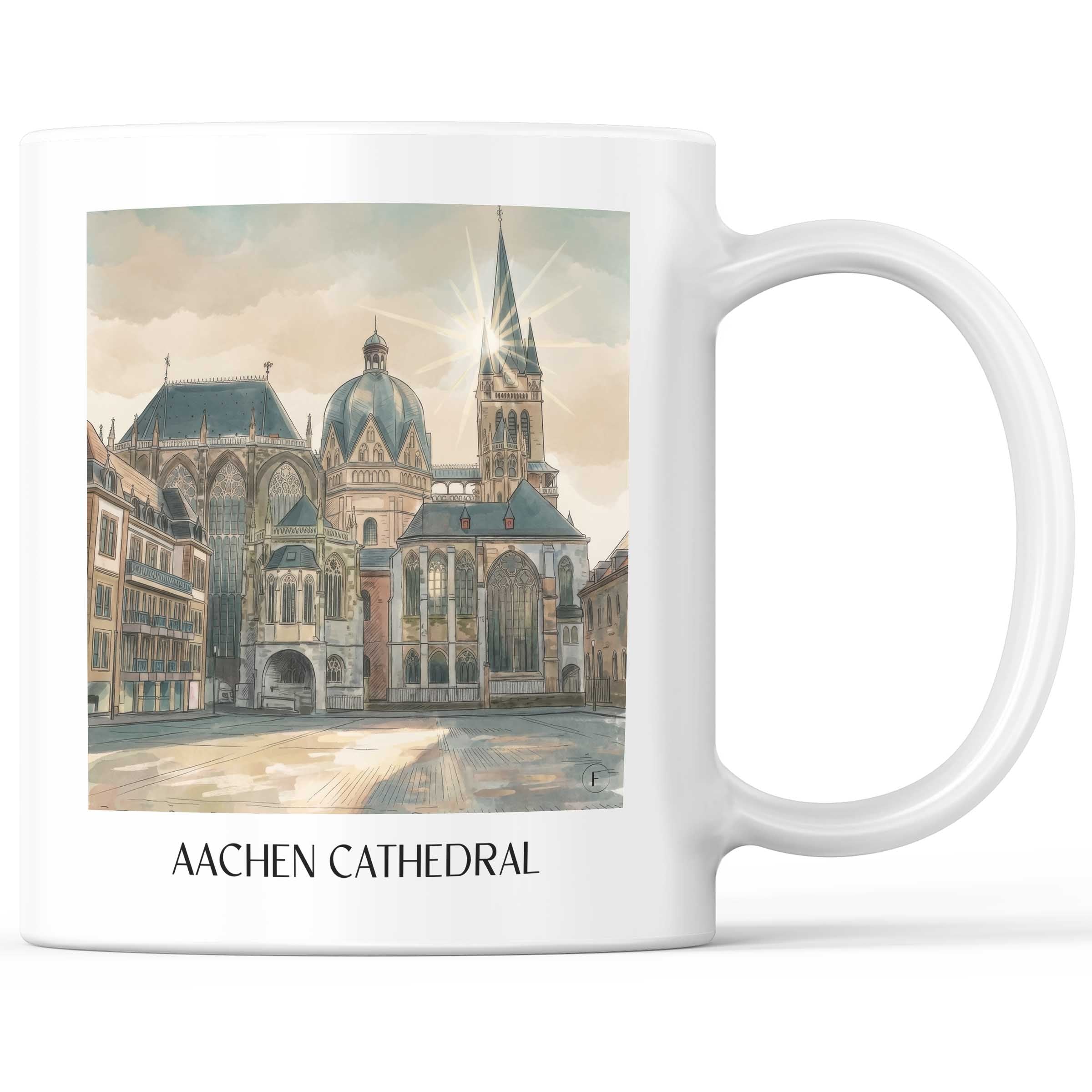 Aachener Dom Kaffeebecher - Rheinland - Deutschland Becher - Kaffeetasse im Aquarell Stil - favplace