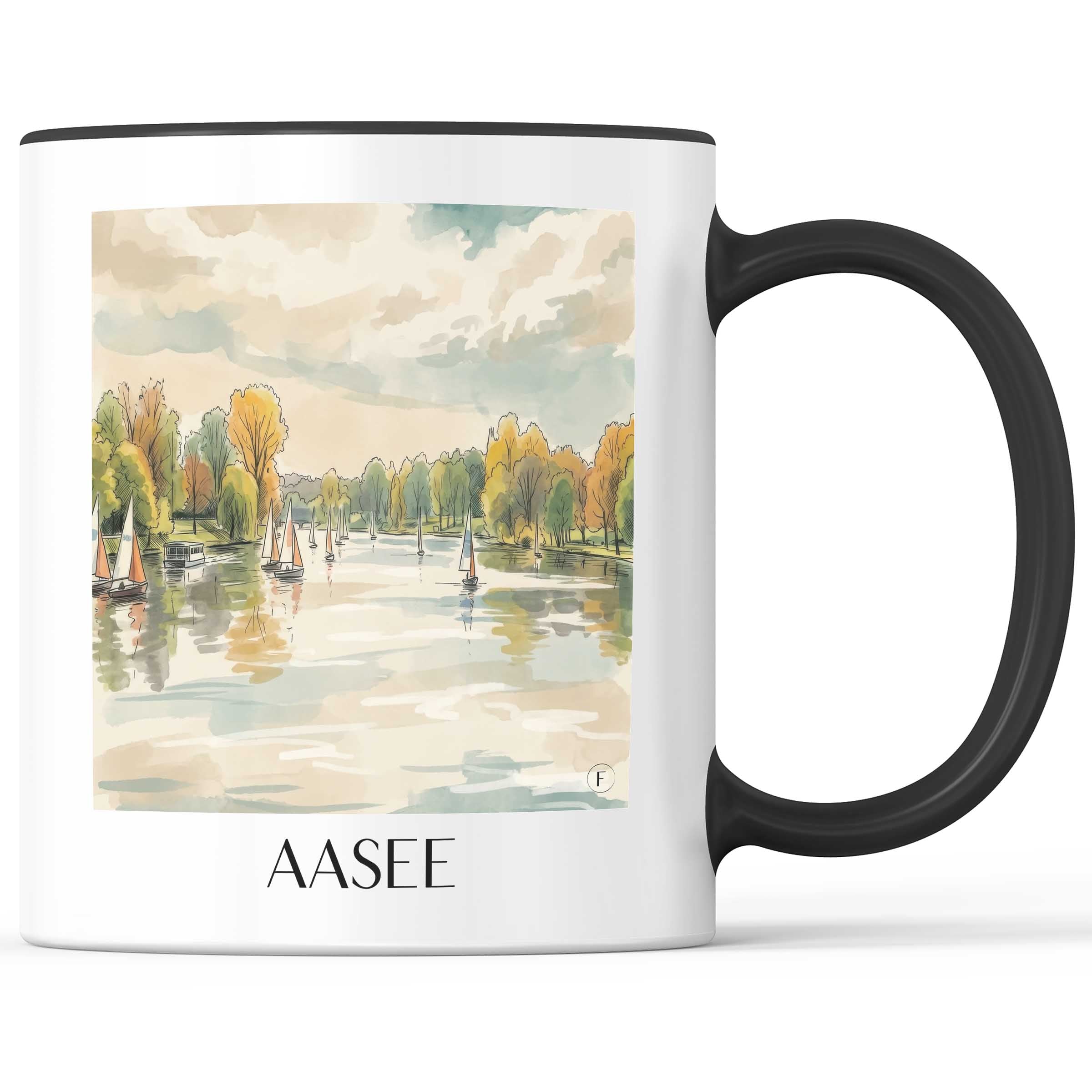 Aasee Kaffeebecher - Münster - Deutschland Becher - Kaffeetasse im Aquarell Stil - favplace