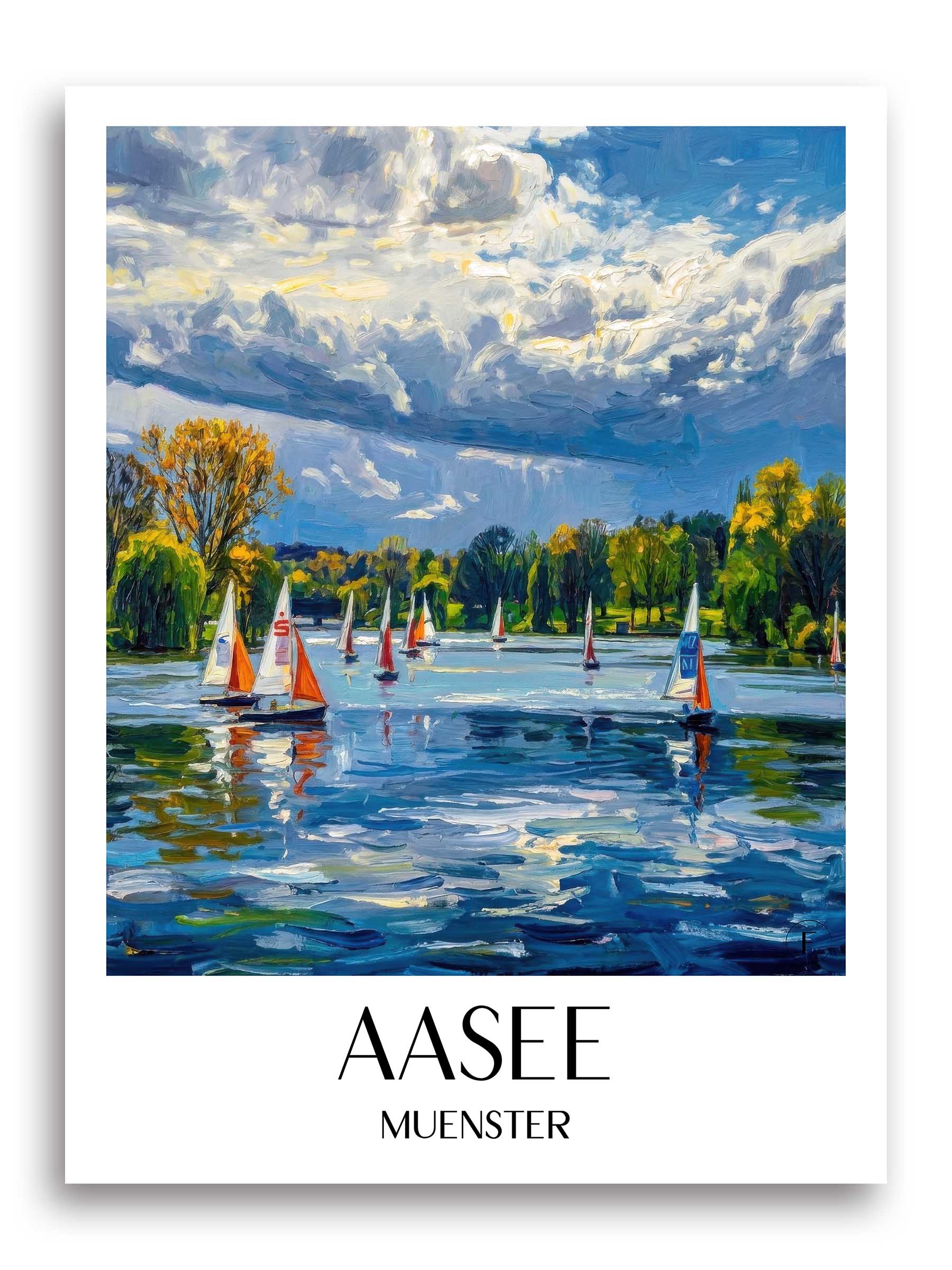 Aasee Poster - Münster - Deutschland Kunstdruck - Ölgemälde von A4 bis A1 - favplace