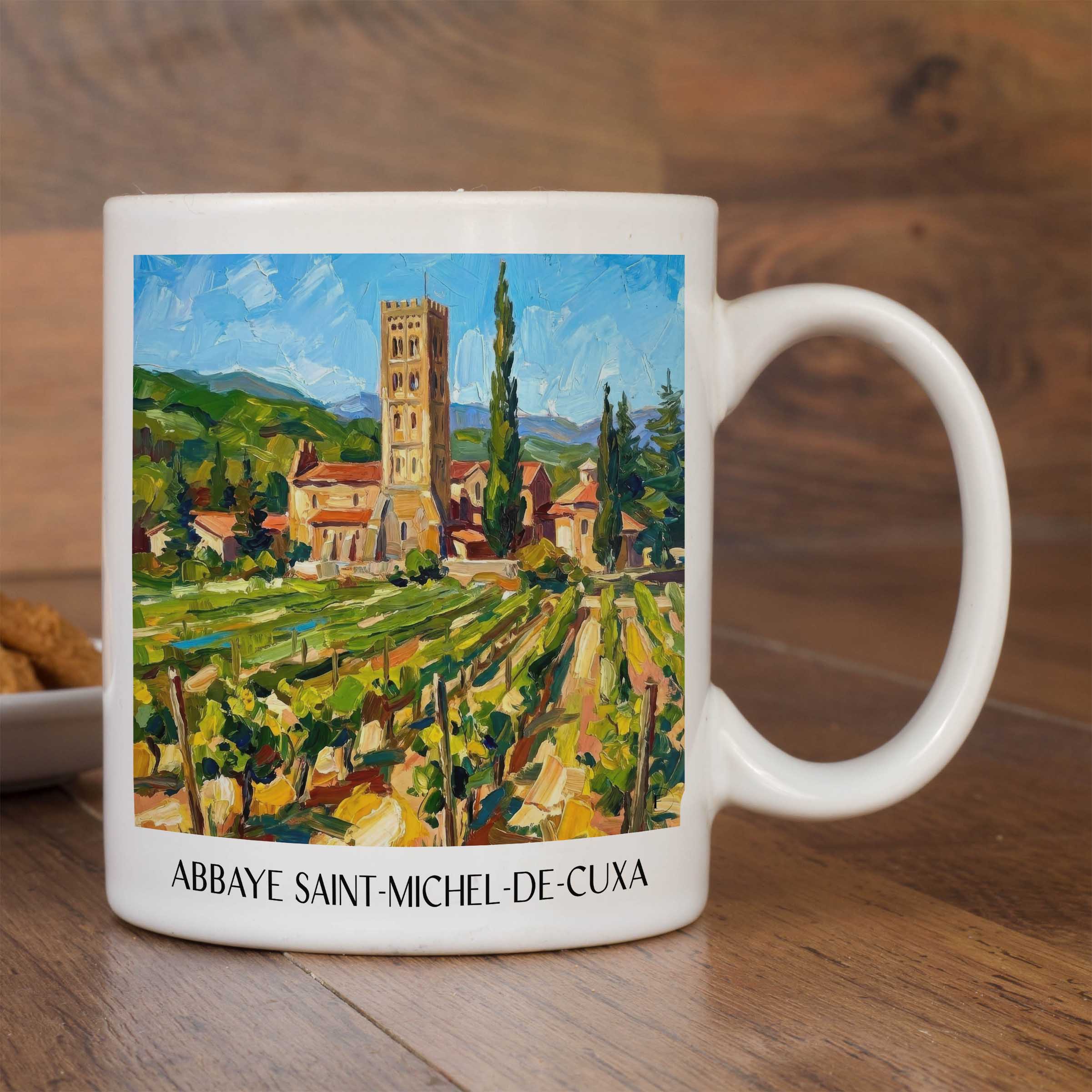 abbaye-saint-michel-de-cuxa-prades-frankreich-kaffeebecher-oil-painting-oelgemaelde