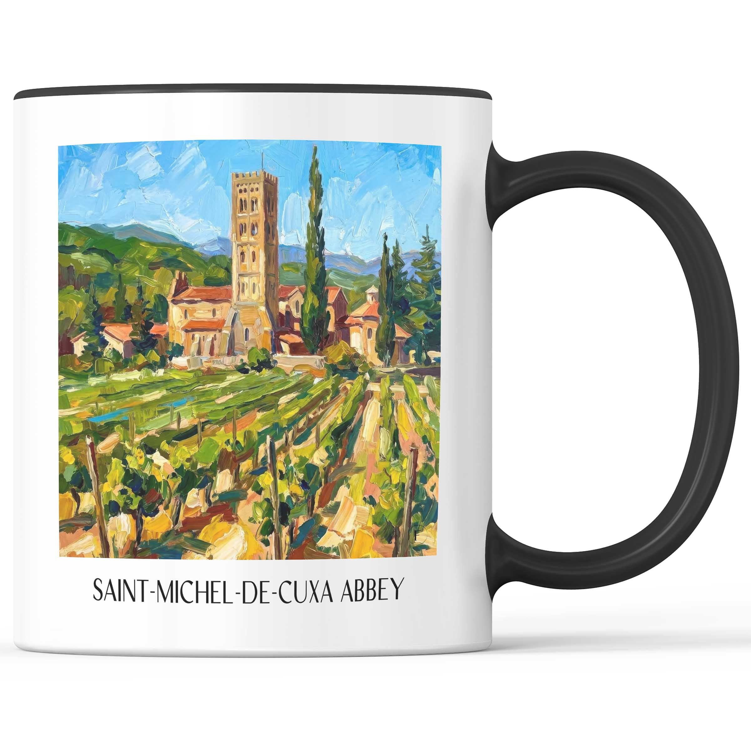 Abbaye Saint-Michel-de-Cuxa Kaffeebecher - Prades - Frankreich Becher - Kaffeetasse im Ölgemälde Stil - favplace
