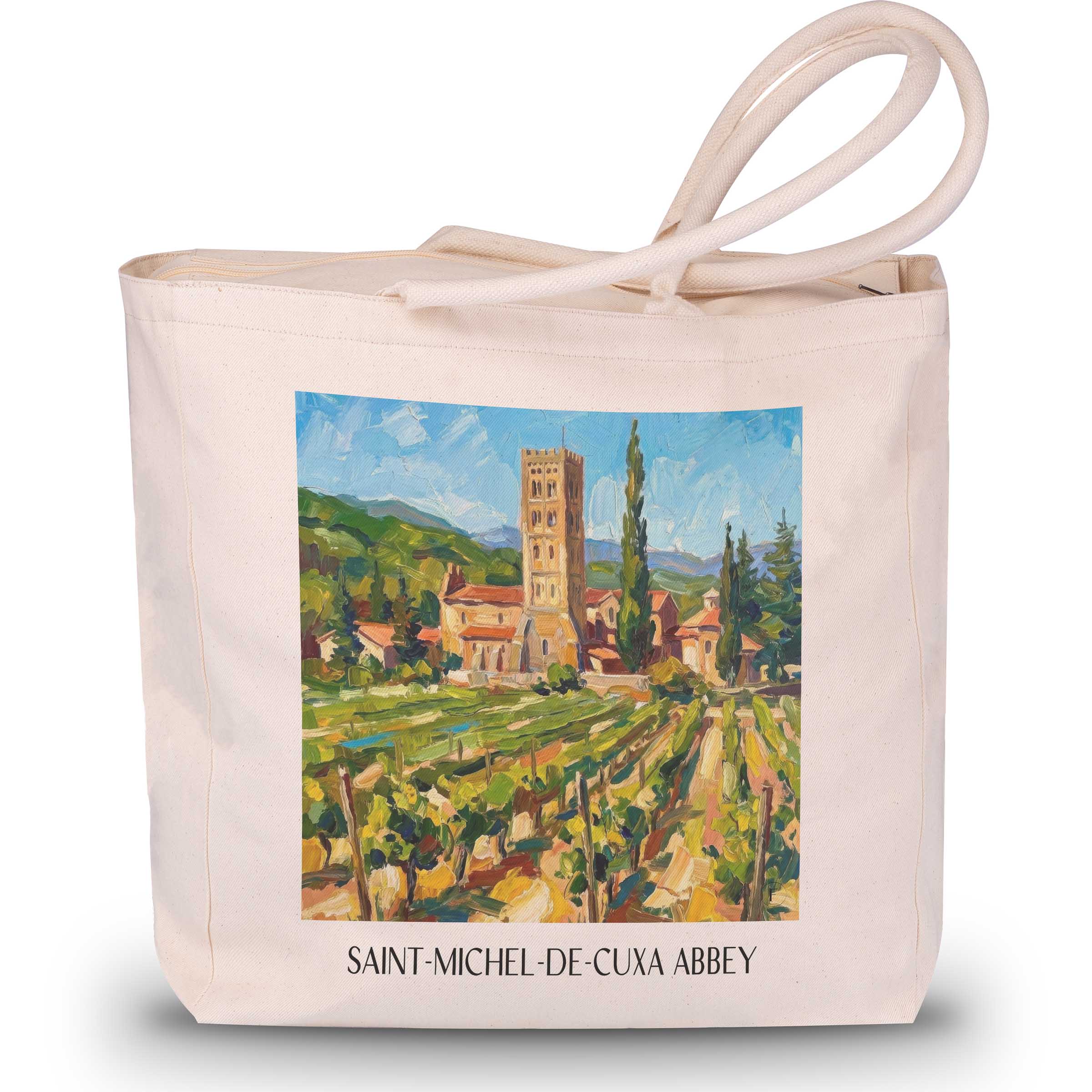 Abbaye Saint-Michel-de-Cuxa Shopping Tasche - Prades - Frankreich Tote Bag - Einkaufstasche im Ölgemälde Stil - favplace