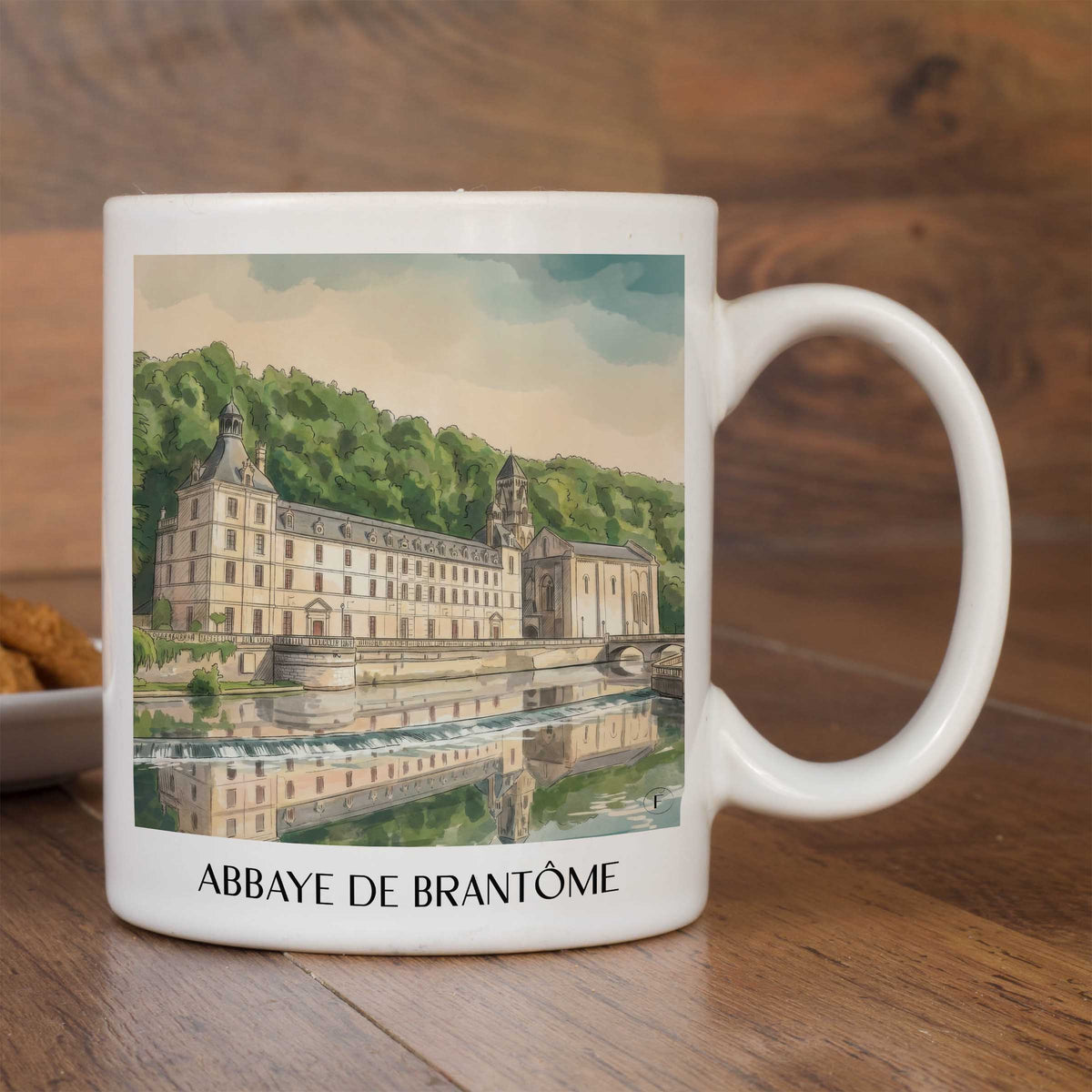 abbaye-de-brantôme-brantôme-frankreich-kaffeebecher-aquarell