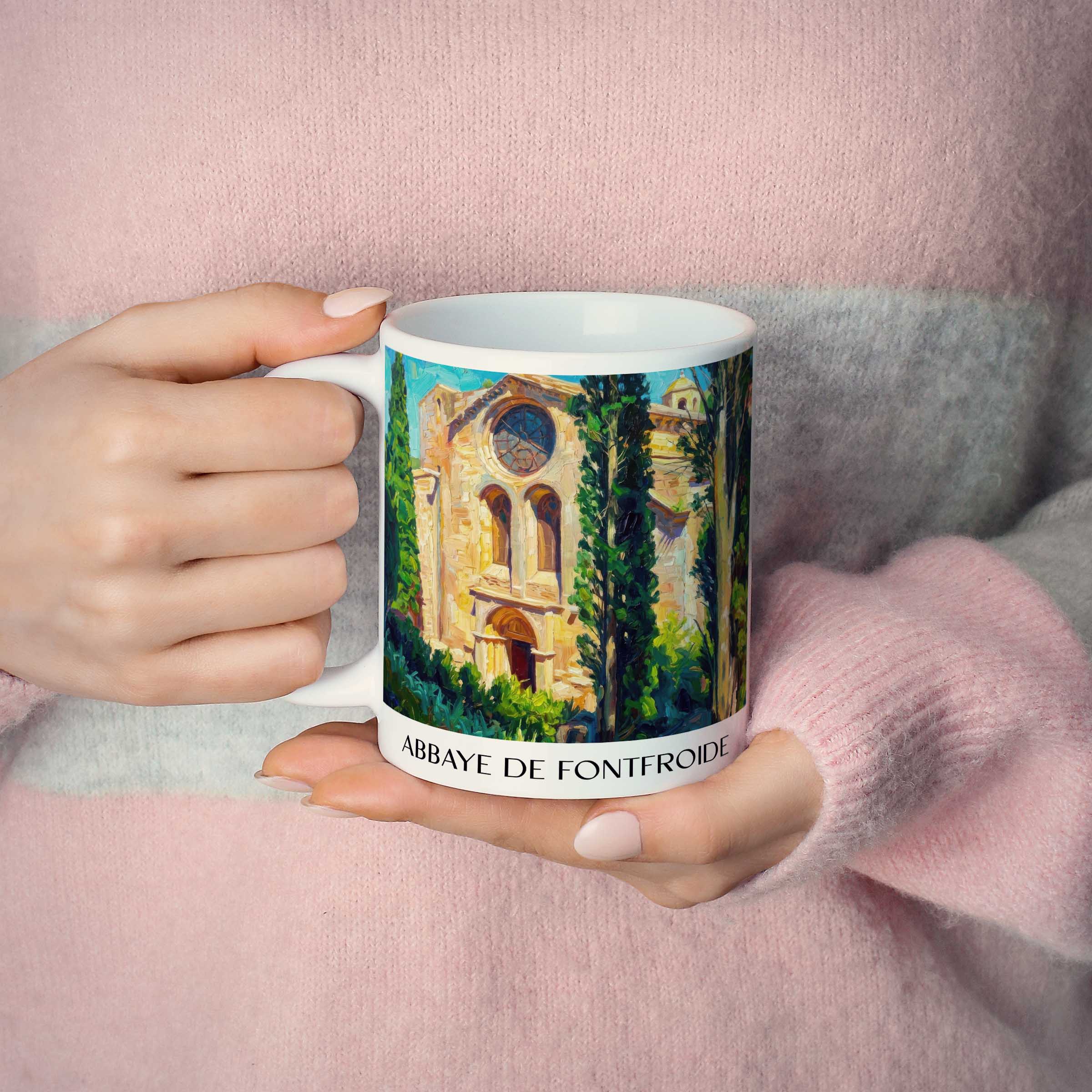 abbaye-de-fontfroide-corbières-frankreich-kaffeebecher-oil-painting-oelgemaelde