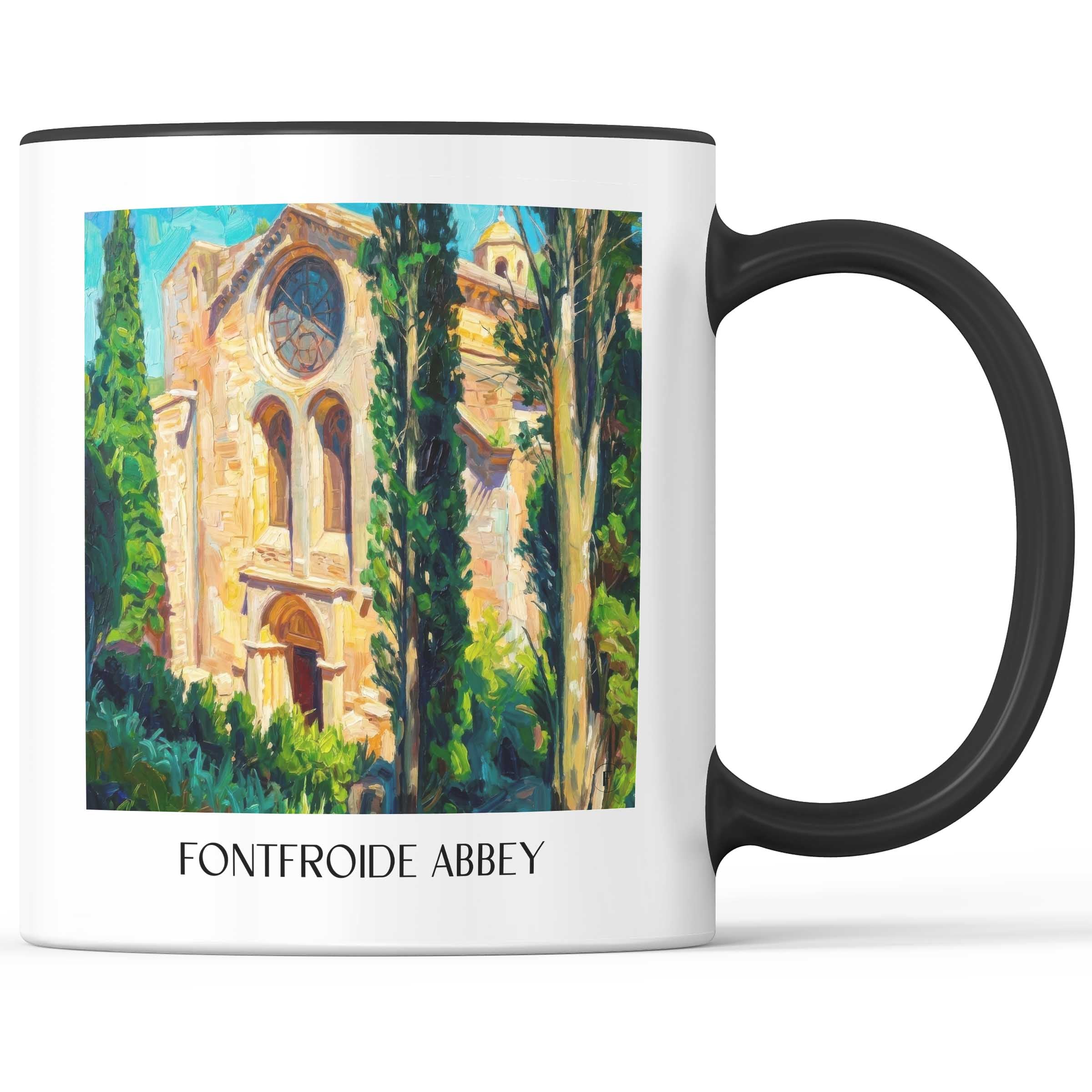 Abbaye de Fontfroide Kaffeebecher - Corbières - Frankreich Becher - Kaffeetasse im Ölgemälde Stil - favplace