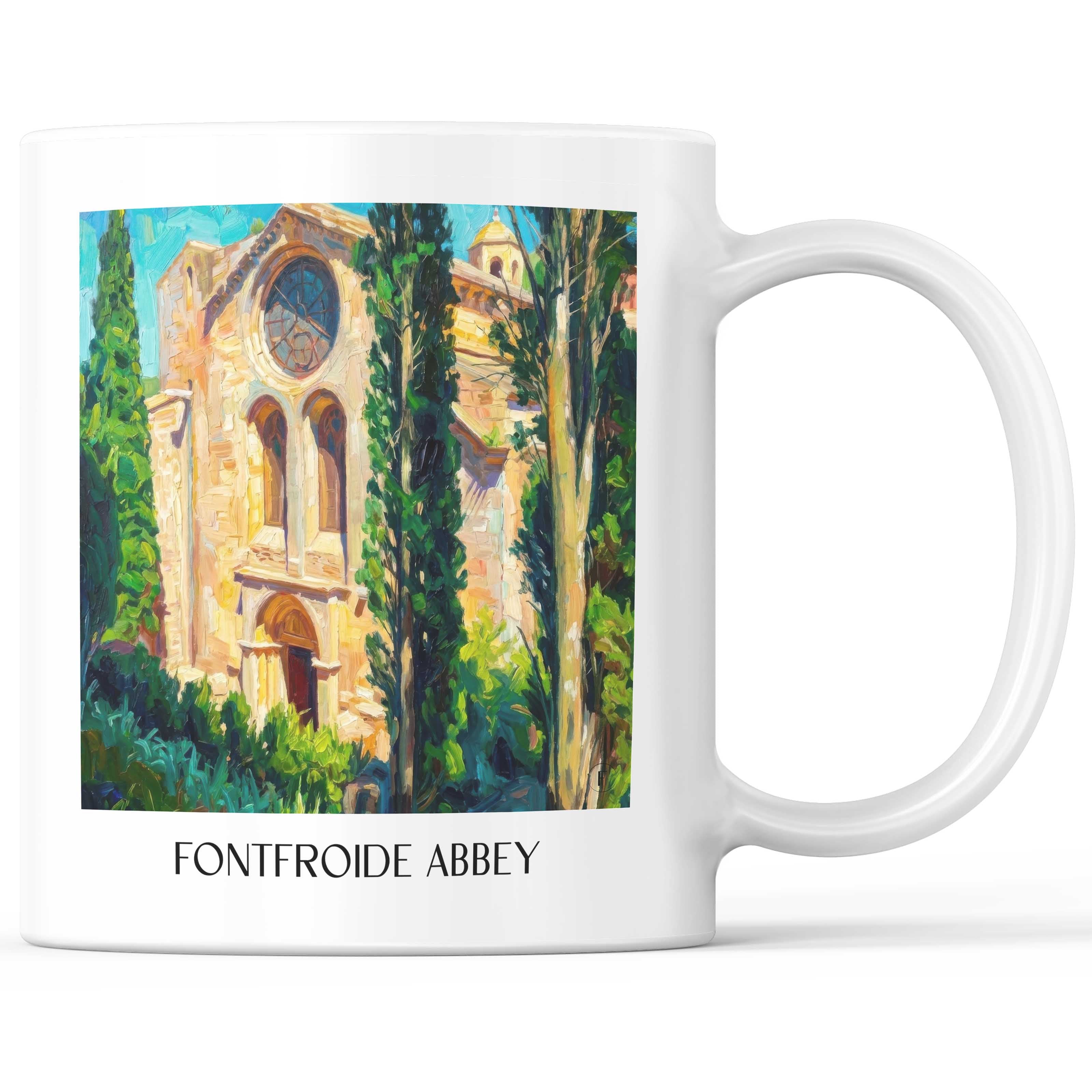 Abbaye de Fontfroide Kaffeebecher - Corbières - Frankreich Becher - Kaffeetasse im Ölgemälde Stil - favplace