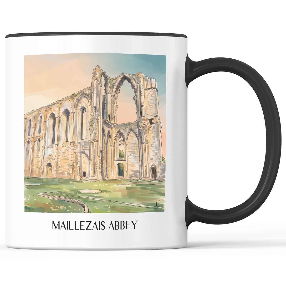 Abbaye de Maillezais Kaffeebecher - Marais Poitevin - Frankreich Becher - Kaffeetasse im Aquarell Stil - favplace