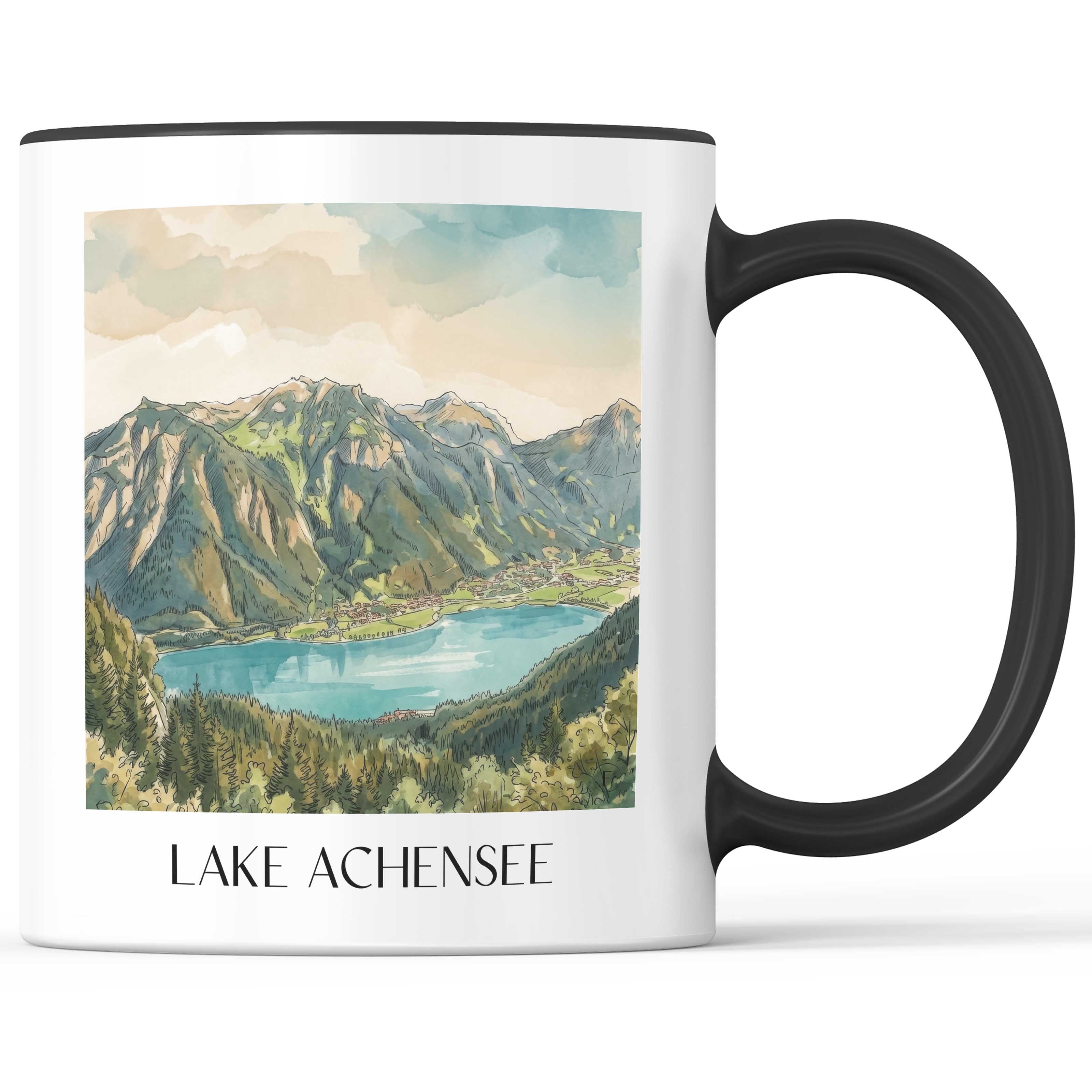 Achensee Kaffeebecher - Tirol - Österreich Becher - Kaffeetasse im Aquarell Stil - favplace