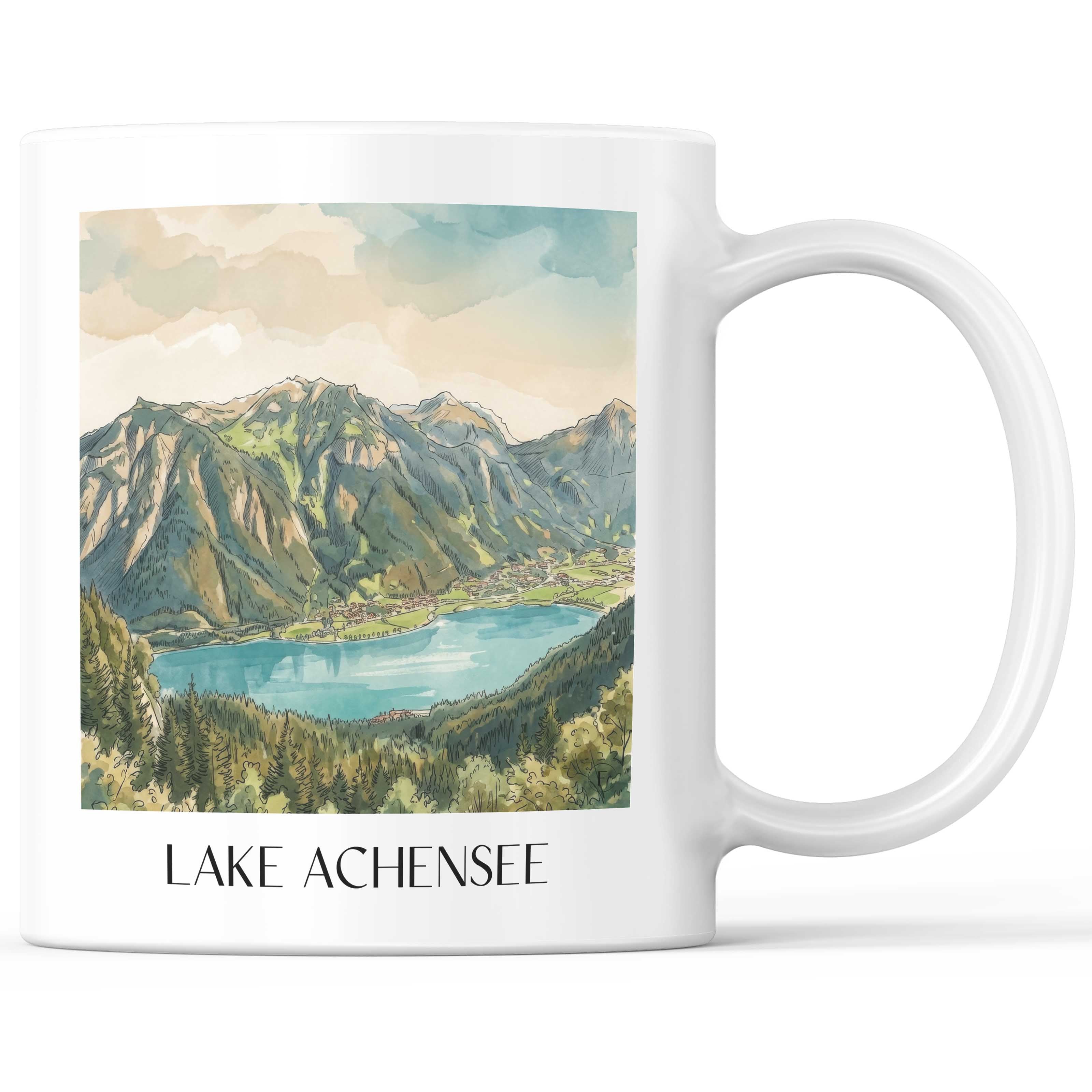 Achensee Kaffeebecher - Tirol - Österreich Becher - Kaffeetasse im Aquarell Stil - favplace