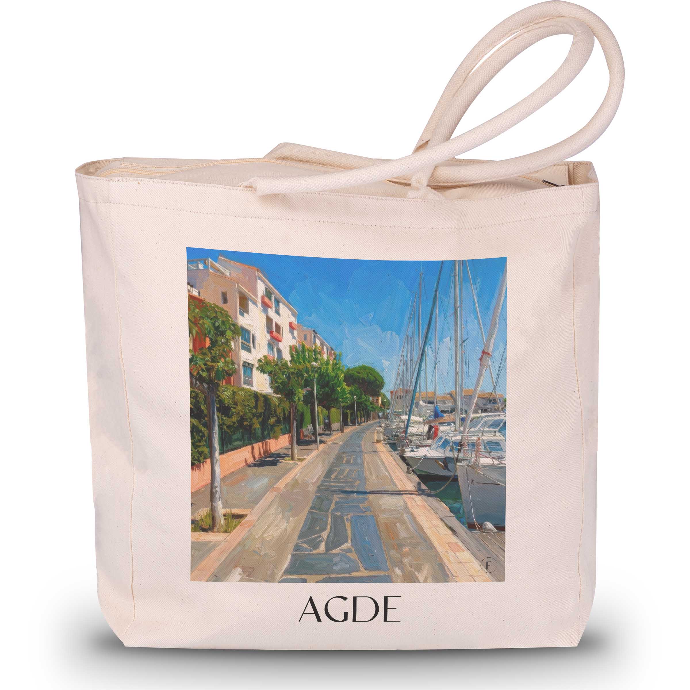 Agde Shopping Tasche - Okzitanien - Frankreich Tote Bag - Einkaufstasche im Ölgemälde Stil - favplace