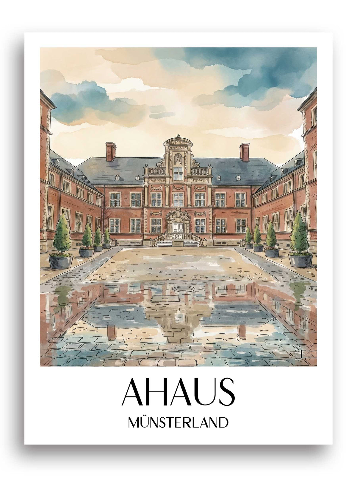 ahaus-münsterland-deutschland-poster-aquarell