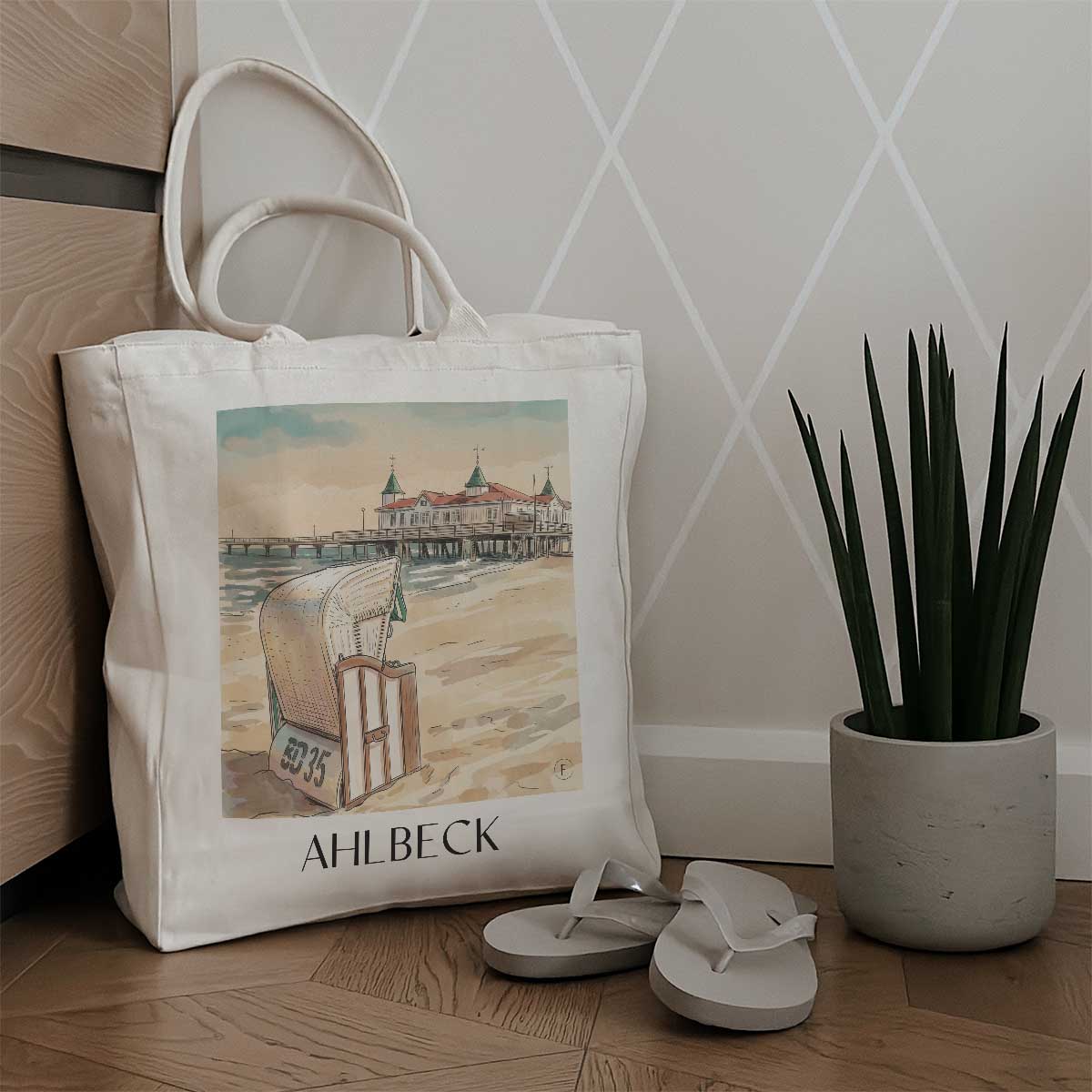 ahlbeck-usedom-deutschland-einkaufstasche-aquarell