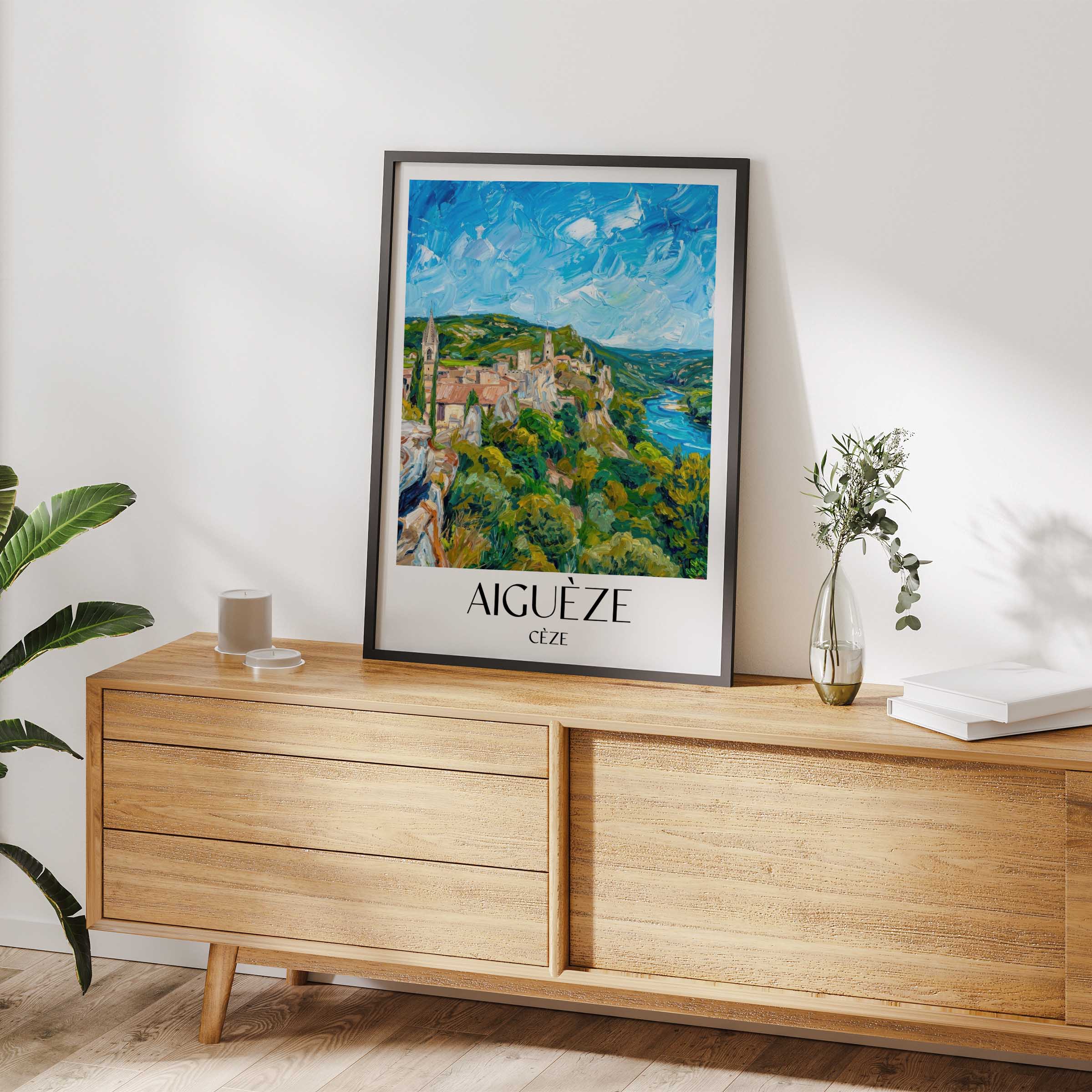 aiguèze-cèze-frankreich-poster-oil-painting-oelgemaelde