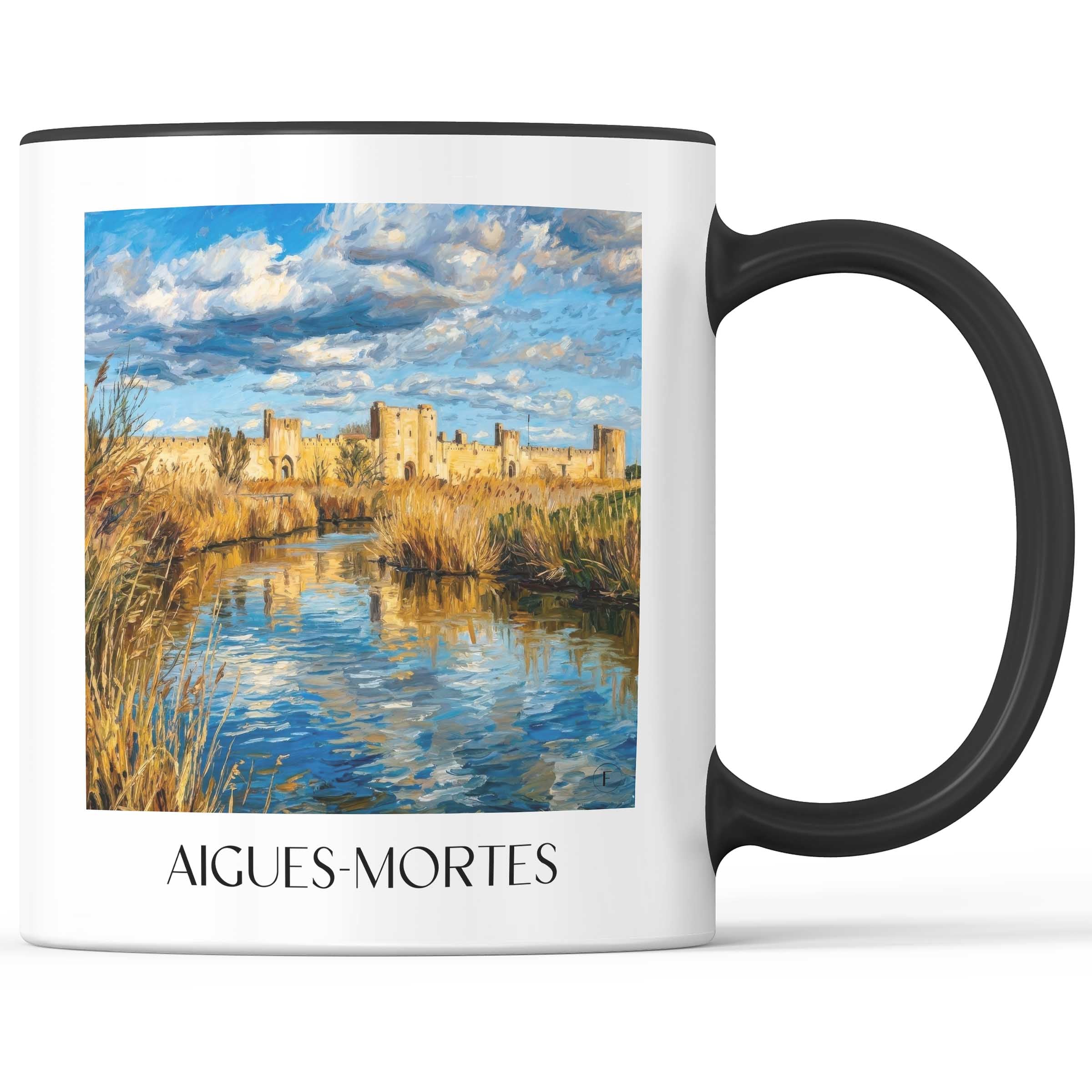Aigues-Mortes Kaffeebecher - Camargue - Frankreich Becher - Kaffeetasse im Ölgemälde Stil - favplace