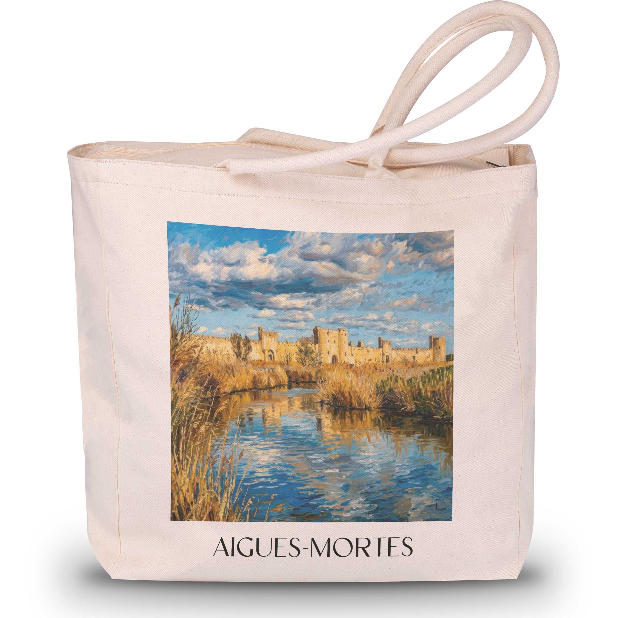 Aigues-Mortes Shopping Tasche - Camargue - Frankreich Tote Bag - Einkaufstasche im Ölgemälde Stil - favplace