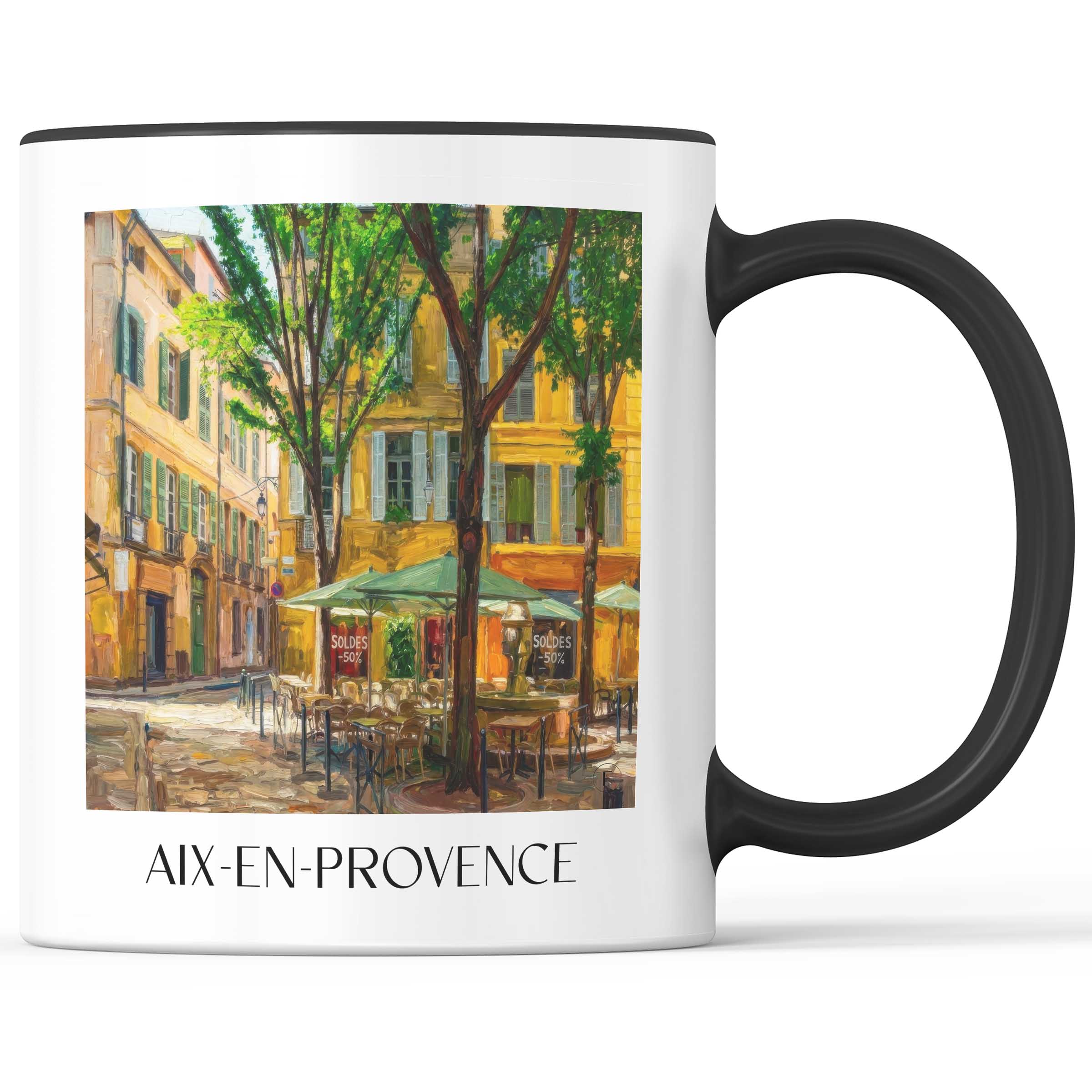 Aix-en-Provence Kaffeebecher - Provence - Frankreich Becher - Kaffeetasse im Ölgemälde Stil - favplace