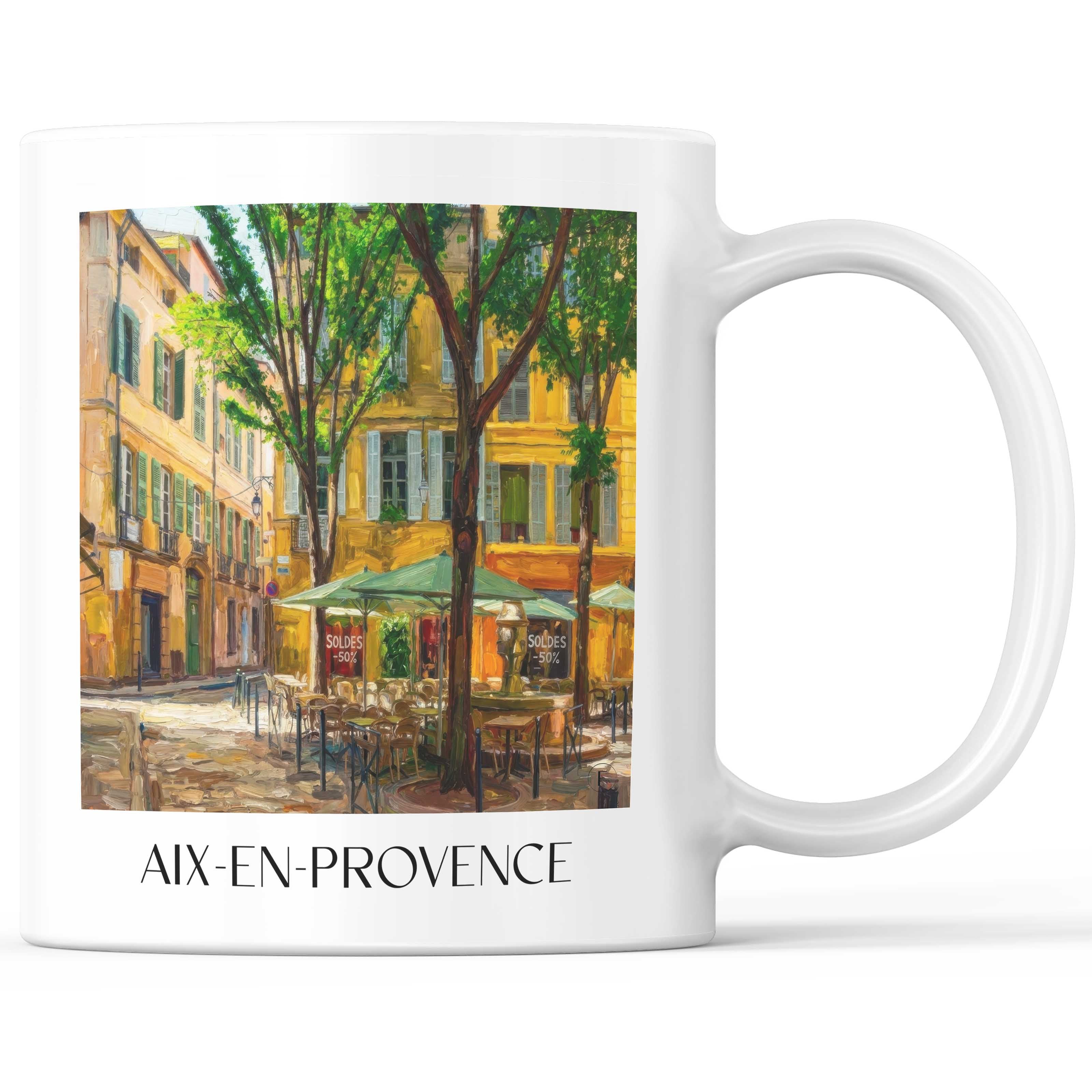 Aix-en-Provence Kaffeebecher - Provence - Frankreich Becher - Kaffeetasse im Ölgemälde Stil - favplace