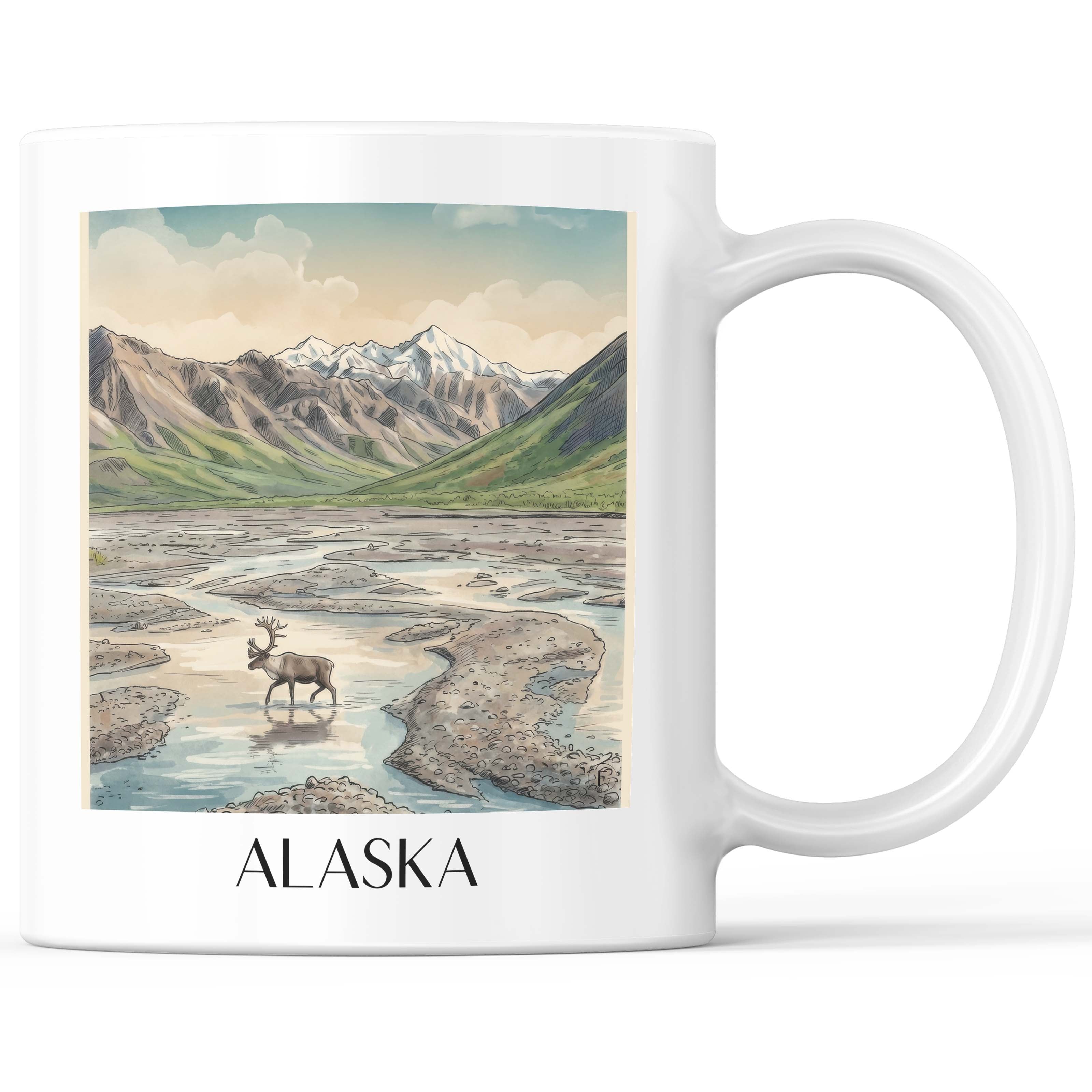 Alaska - Vereinigte Staaten von Amerika Becher - Kaffeetasse im Aquarell Stil - favplace