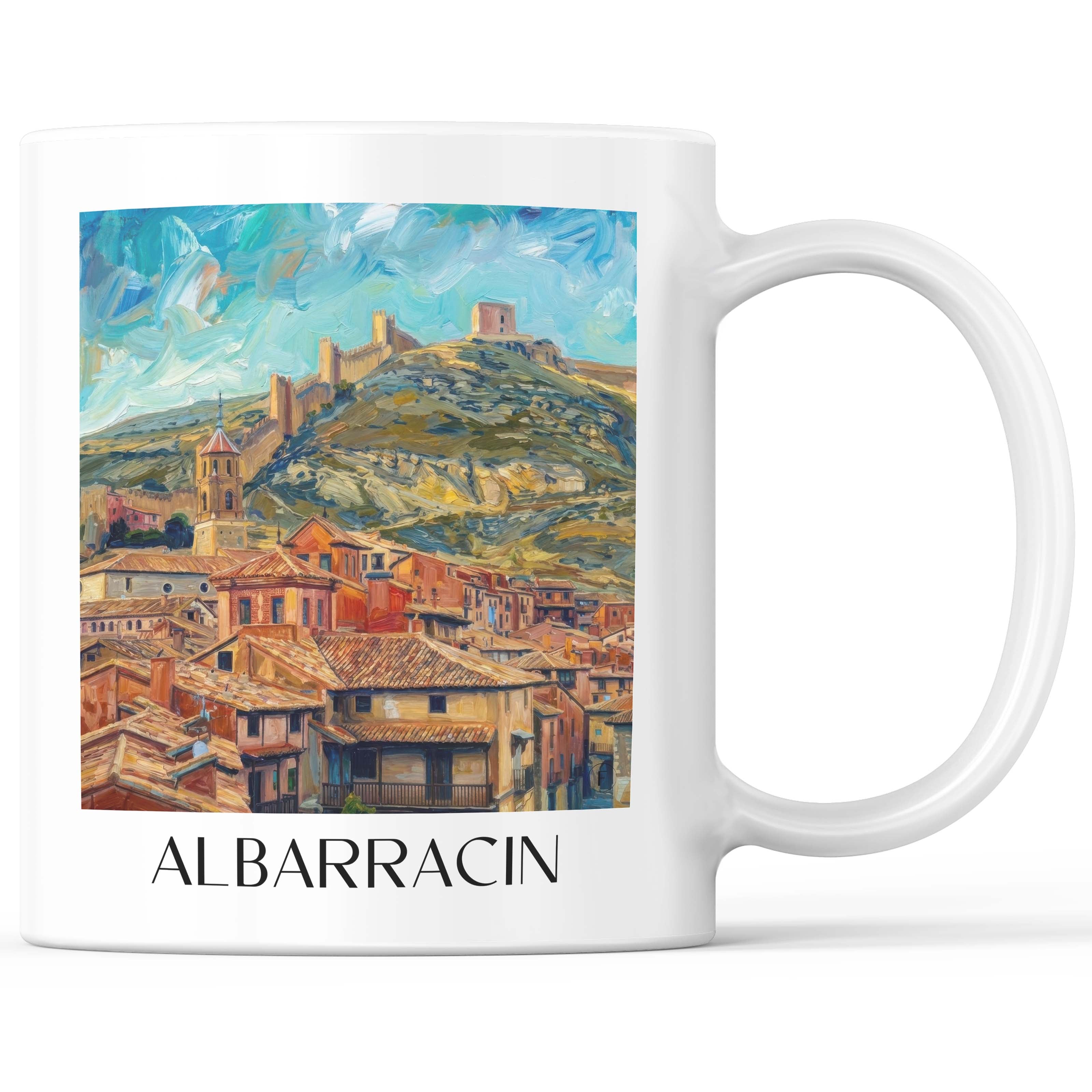 Albarracín Kaffeebecher - Spanien - Spanien und Spanien Becher - Kaffeetasse im Ölgemälde Stil - favplace