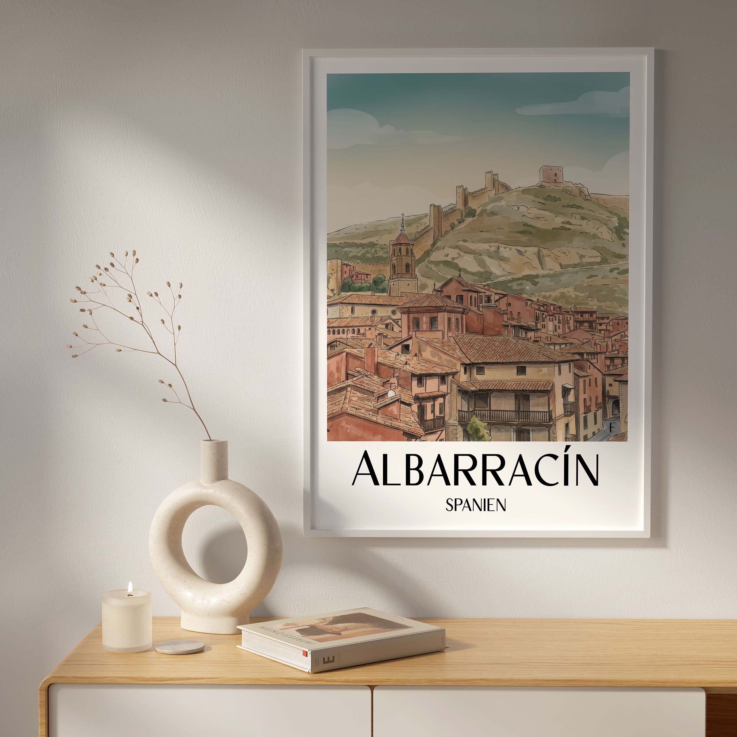 albarracín-spanien-spanien-poster-aquarell