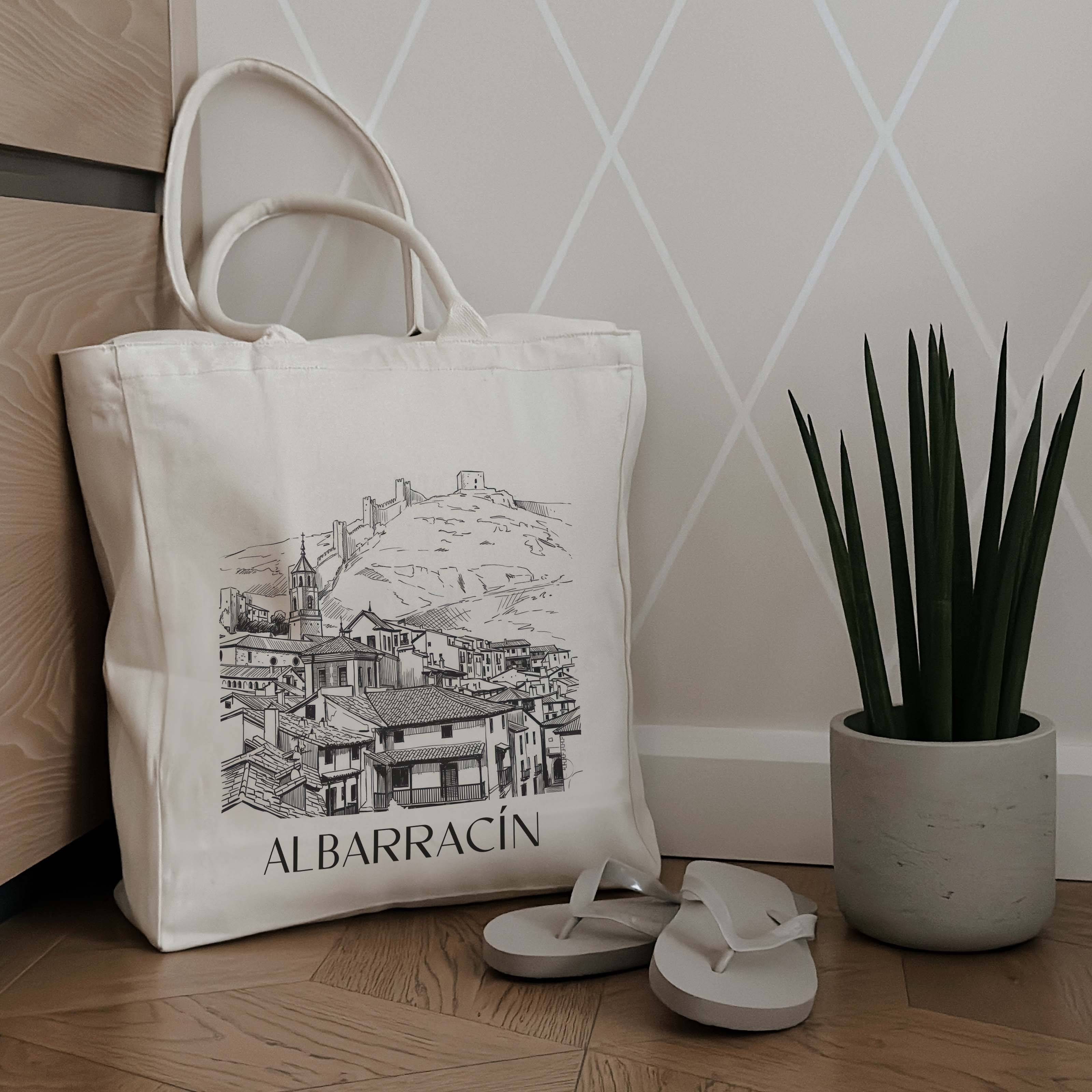 albarracín-spanien-spanien-einkaufstasche-skizze