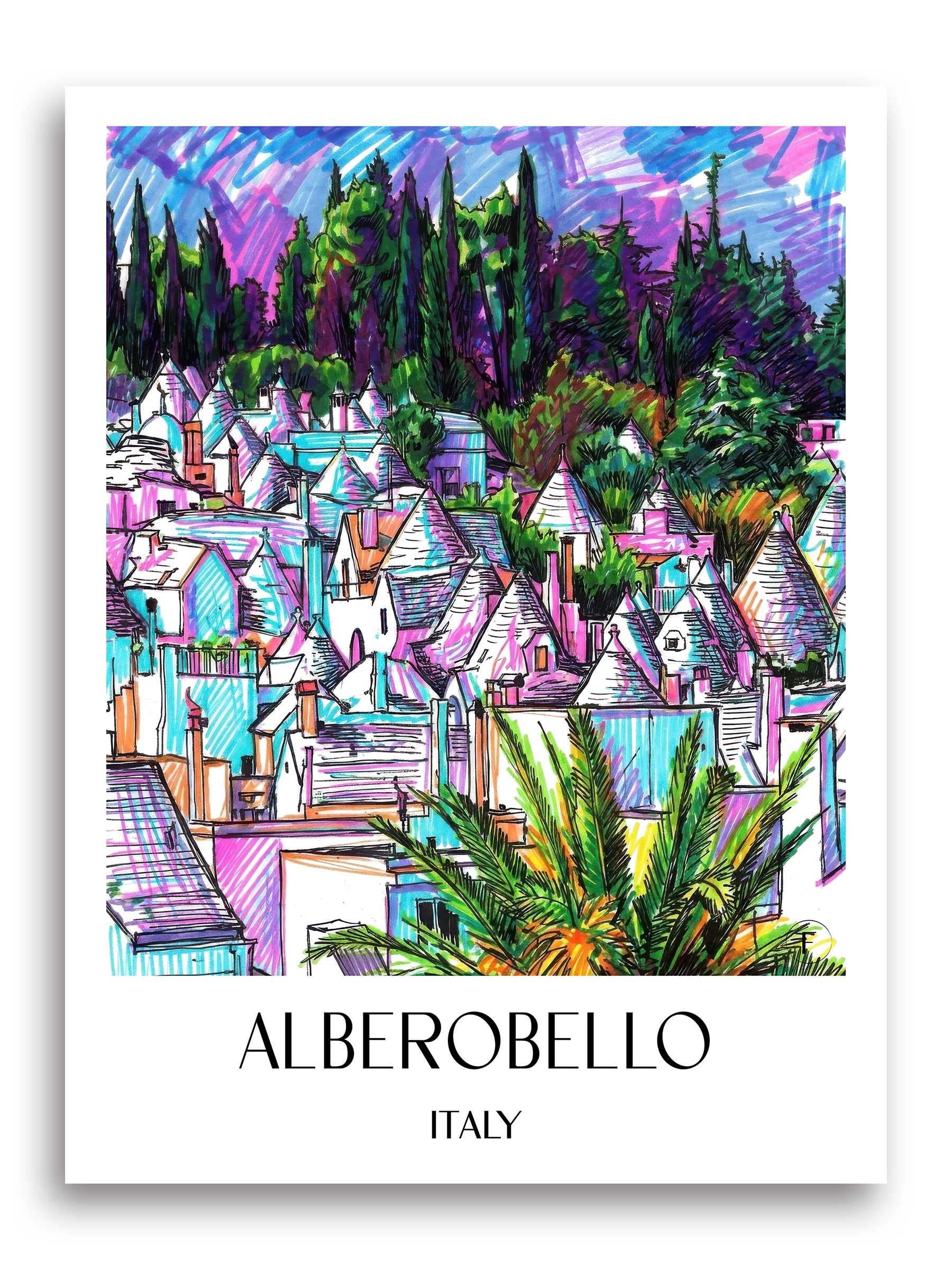 Alberobello Poster - - Italien Kunstdruck - Tag Graffiti von A4 bis A1 - favplace
