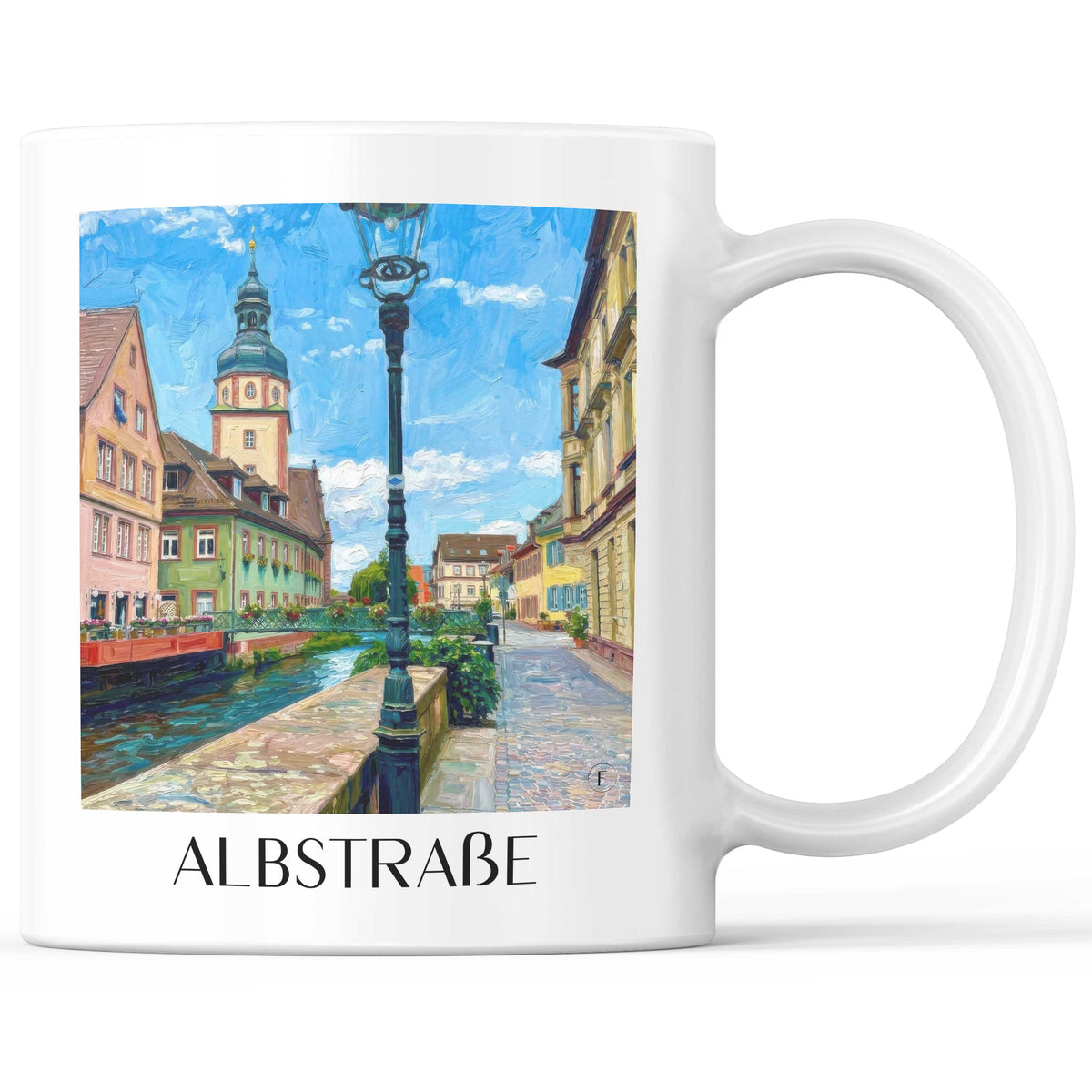 Albstraße Kaffeebecher - Ettlingen - Deutschland Becher - Kaffeetasse im Ölgemälde Stil - favplace