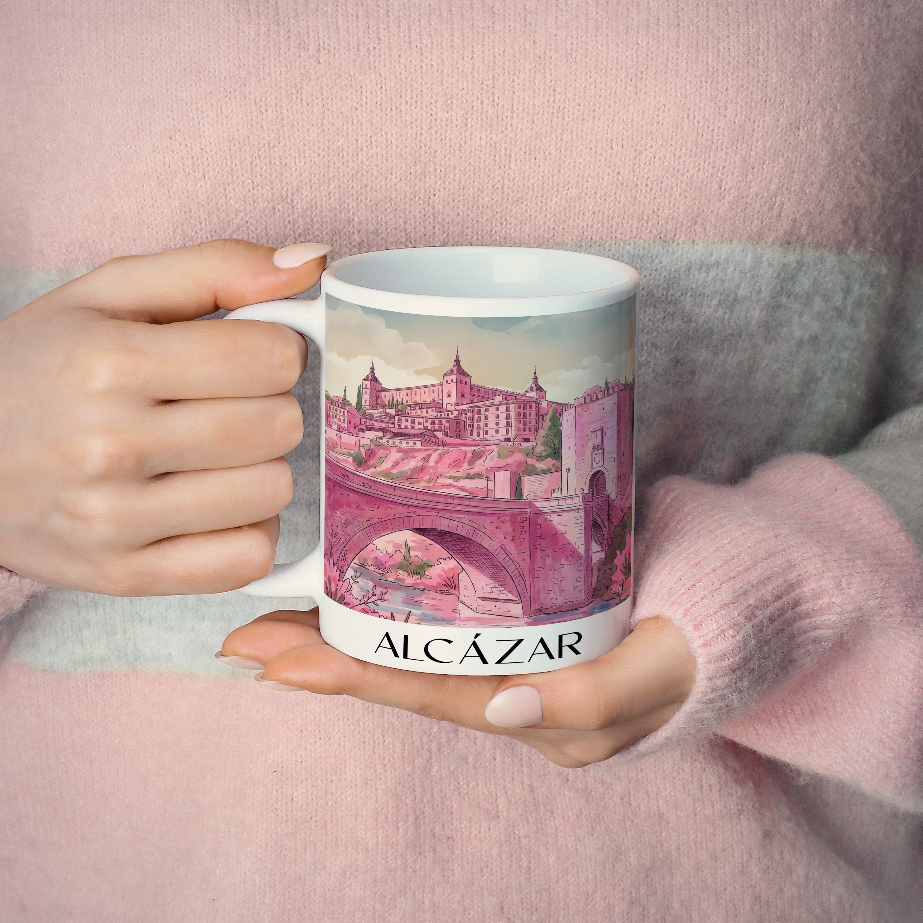 alcázar--toledo-spanien-kaffeebecher-aquarell-pink-rosa