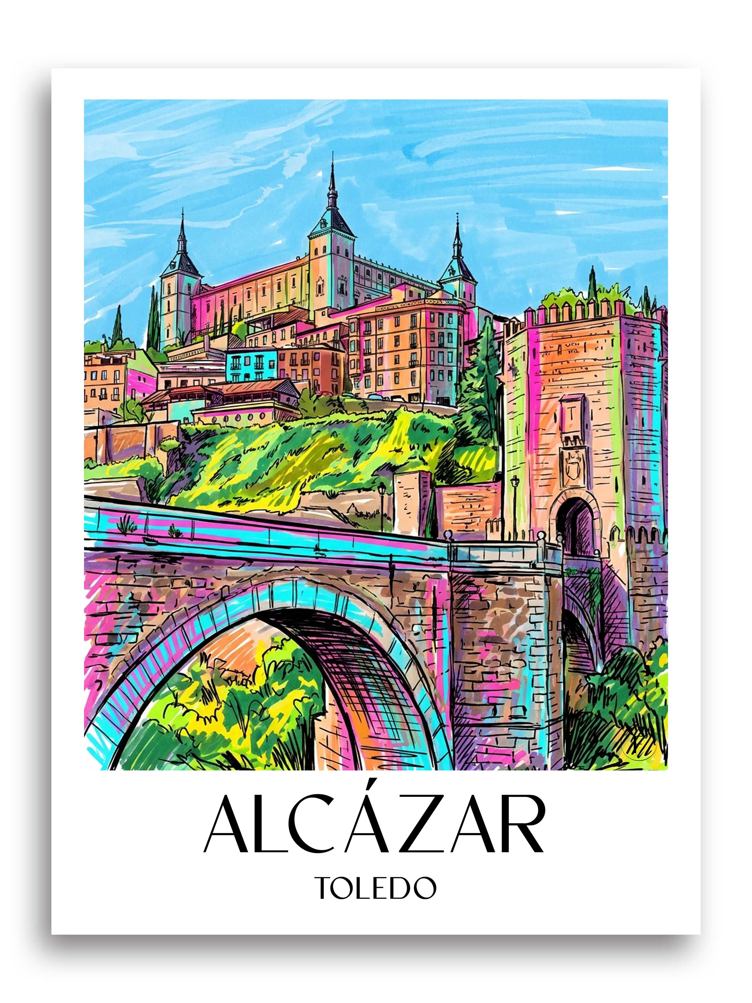 Alcázar Poster - Toledo - Spanien Kunstdruck - Tag Graffiti von A4 bis A1 - favplace