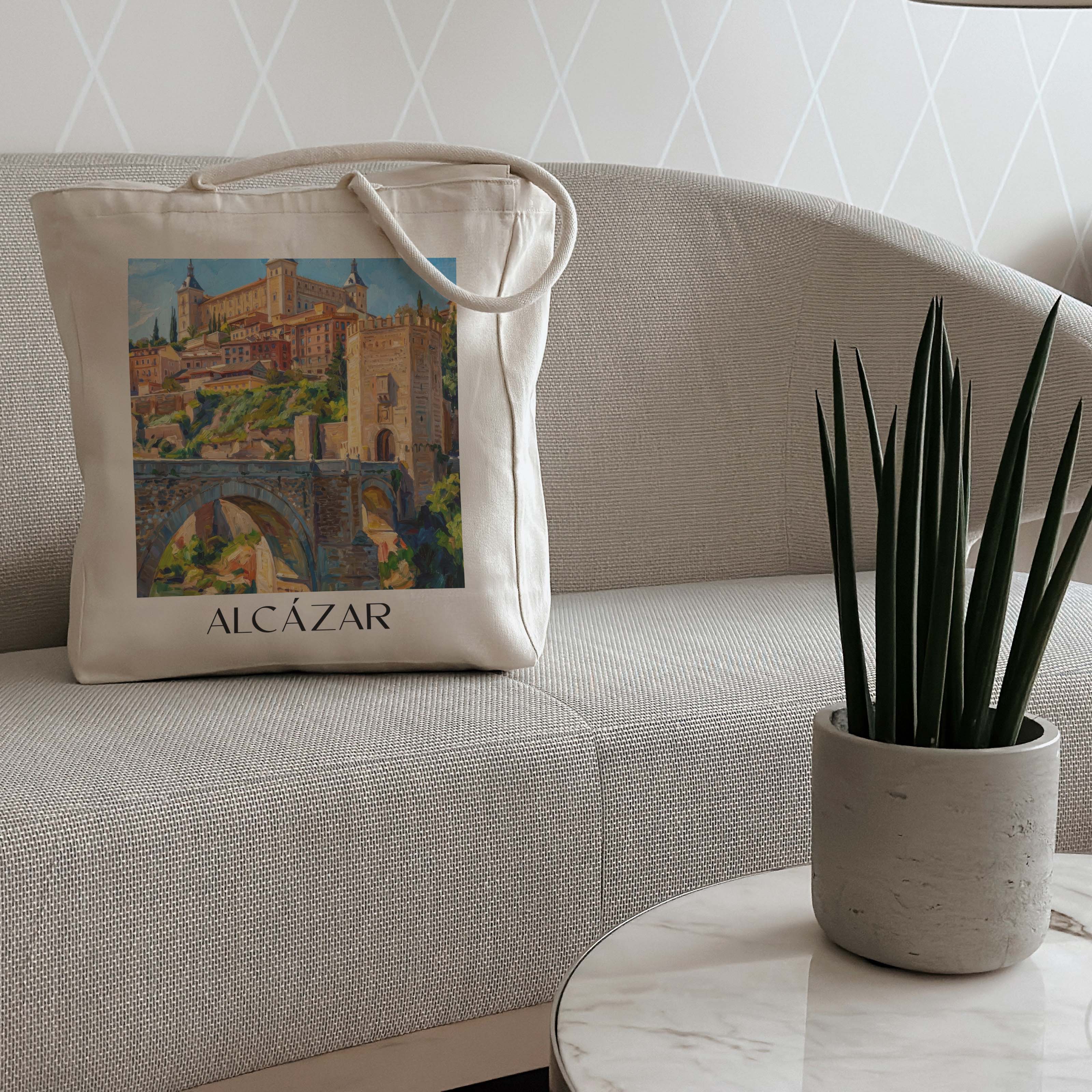 alcázar--toledo-spanien-einkaufstasche-oil-painting-oelgemaelde