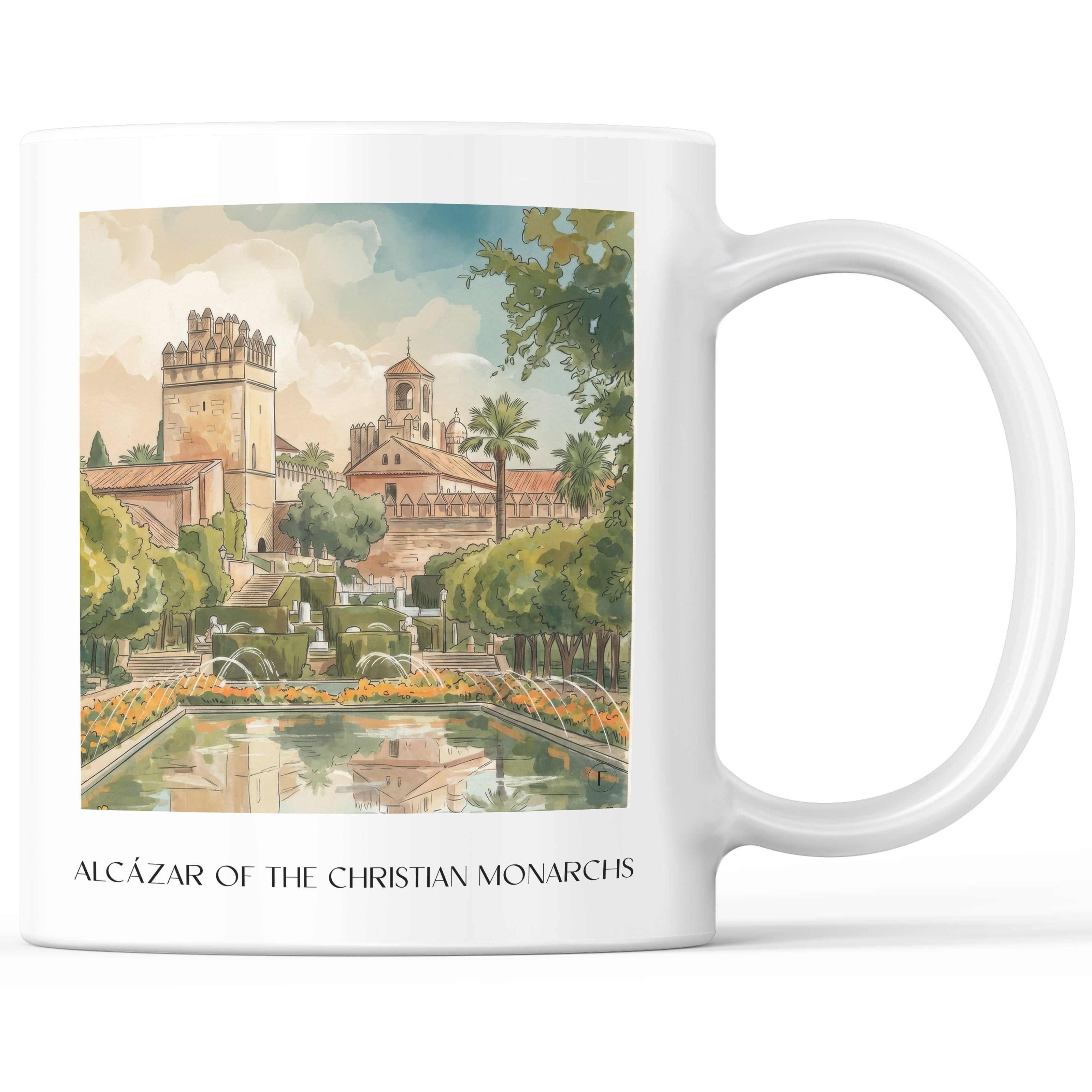 Alcázar de los Reyes Cristianos Kaffeebecher - Córdoba - Spanien Becher - Kaffeetasse im Aquarell Stil - favplace