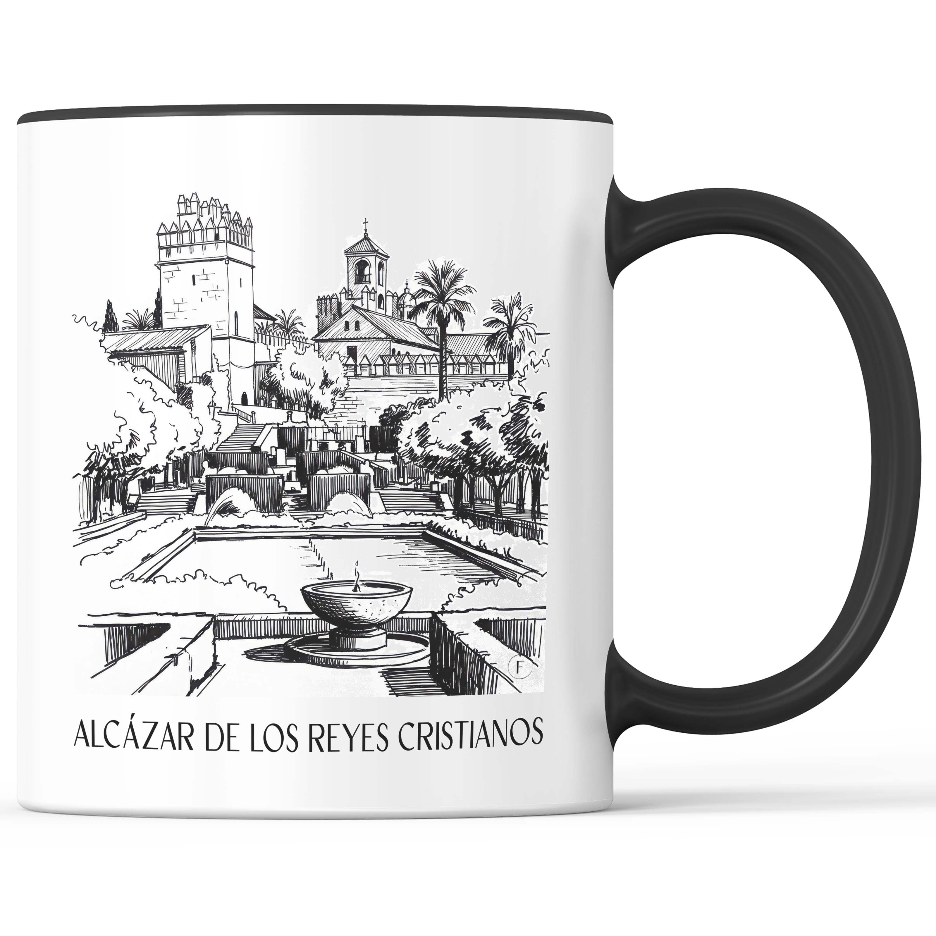 alcázar-de-los-reyes-cristianos-córdoba-spanien-kaffeebecher-skizze