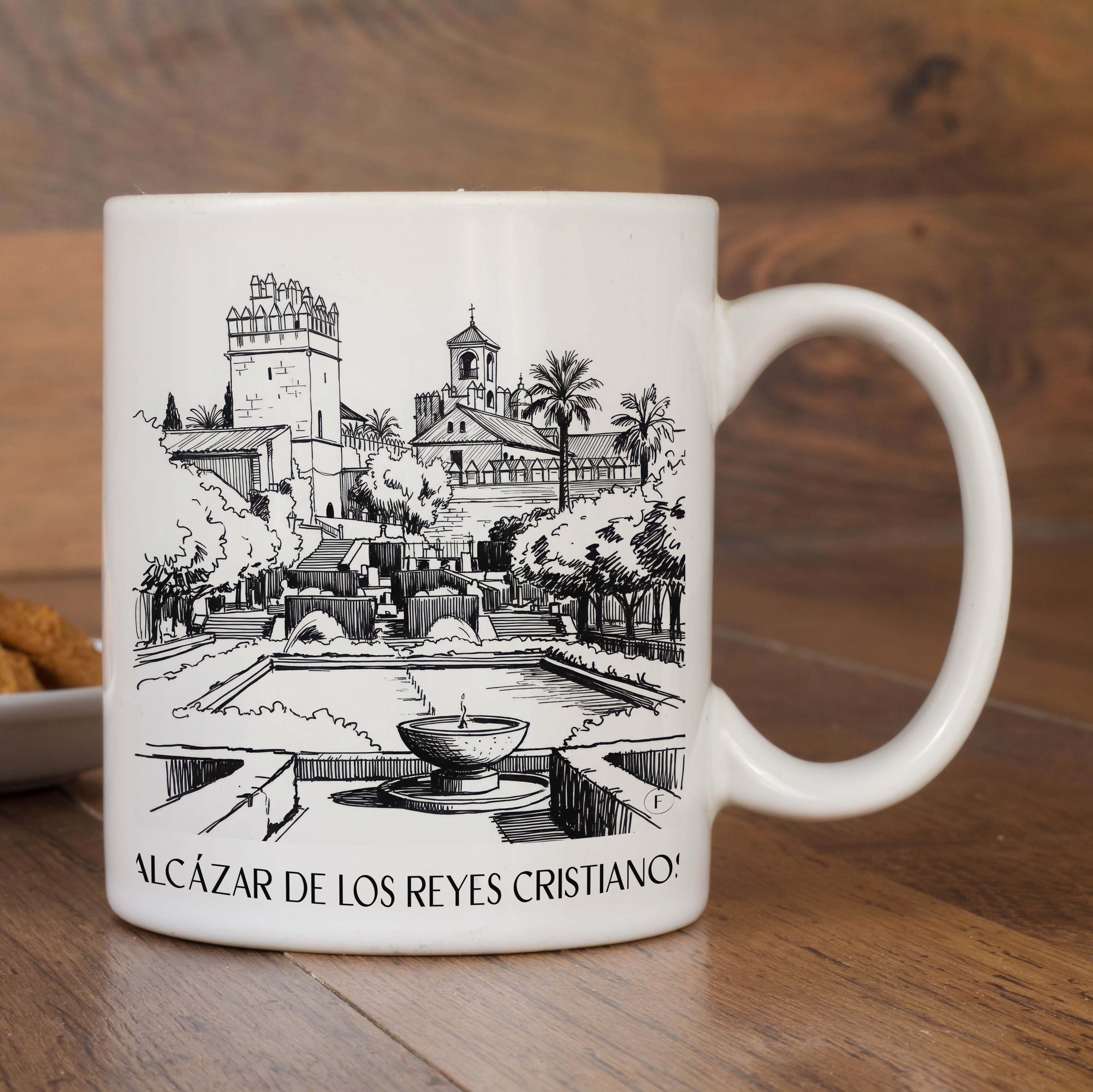 alcázar-de-los-reyes-cristianos-córdoba-spanien-kaffeebecher-skizze