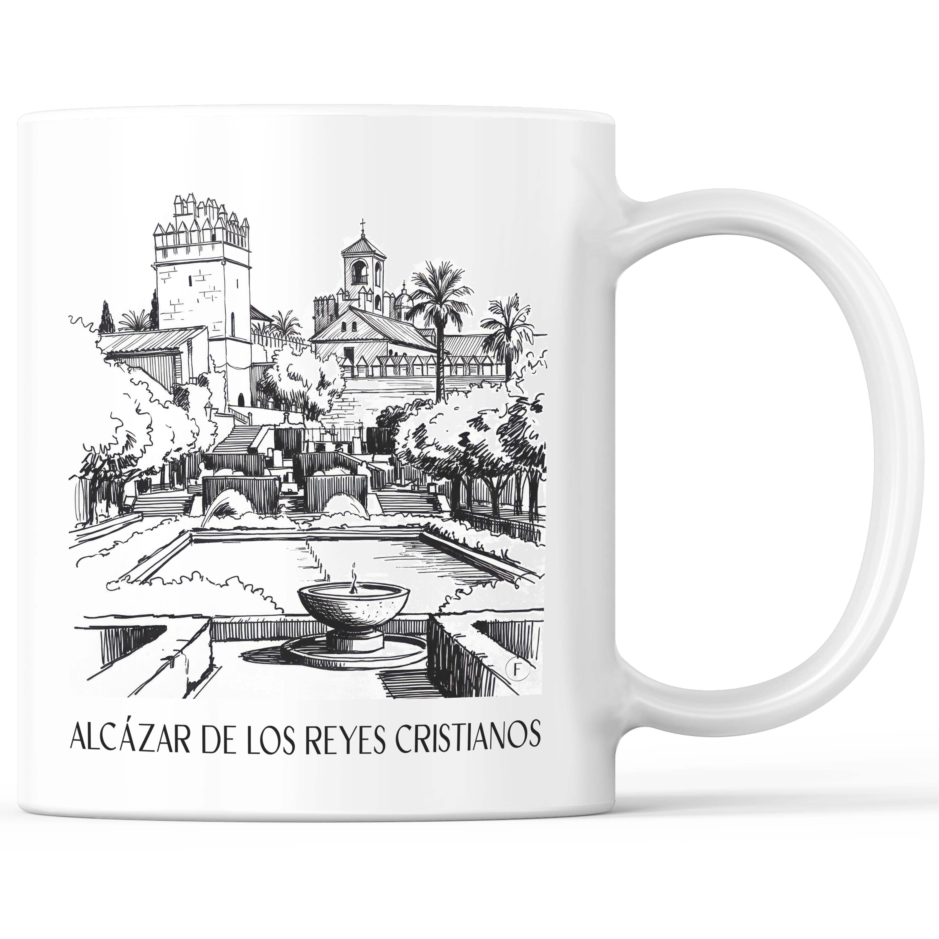 Alcázar de los Reyes Cristianos Kaffeebecher - Córdoba - Spanien Becher - Kaffeetasse im Skizze Stil - favplace