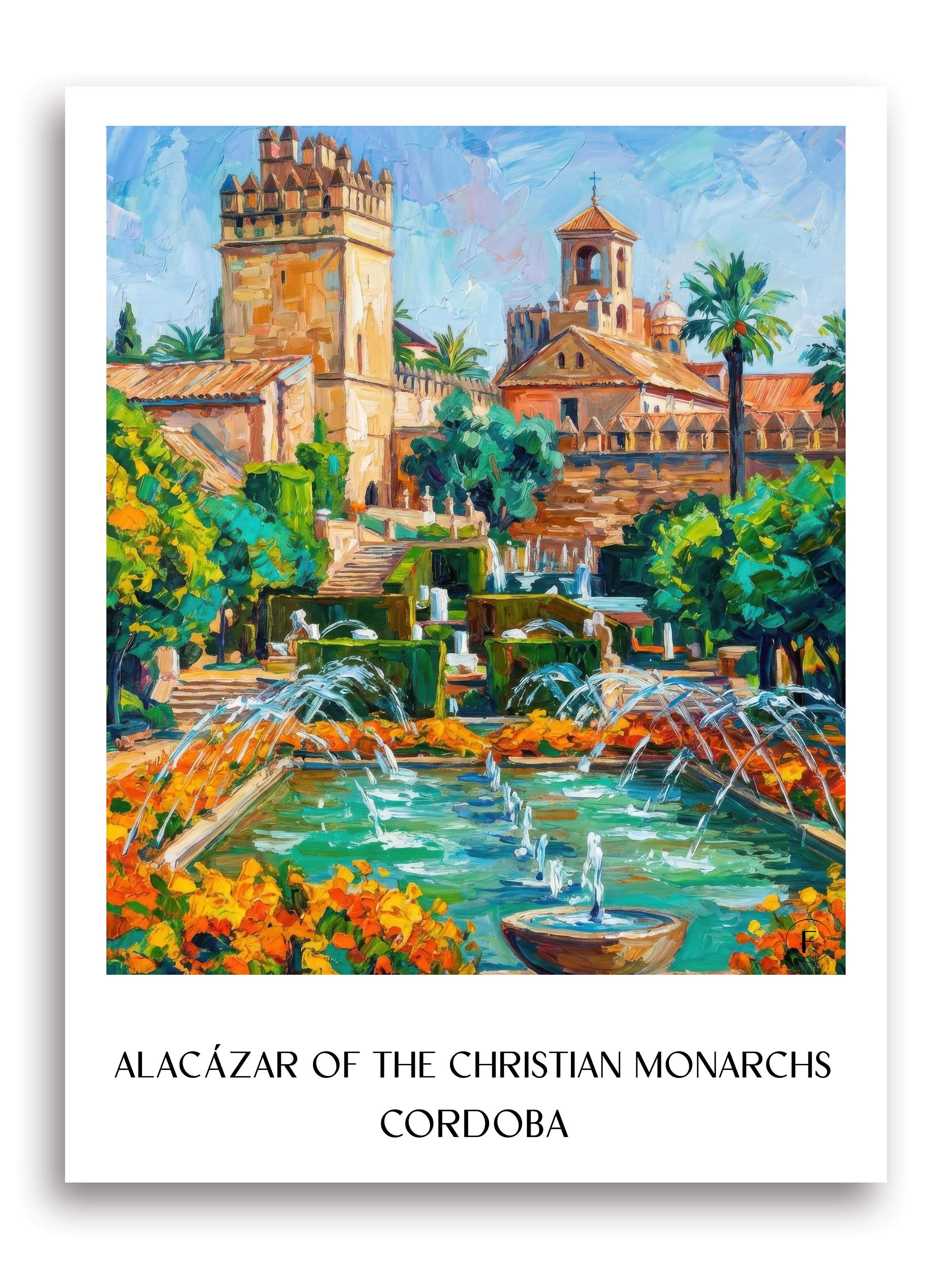 Alcázar de los Reyes Cristianos Poster - Córdoba - Spanien Kunstdruck - Ölgemälde von A4 bis A1 - favplace