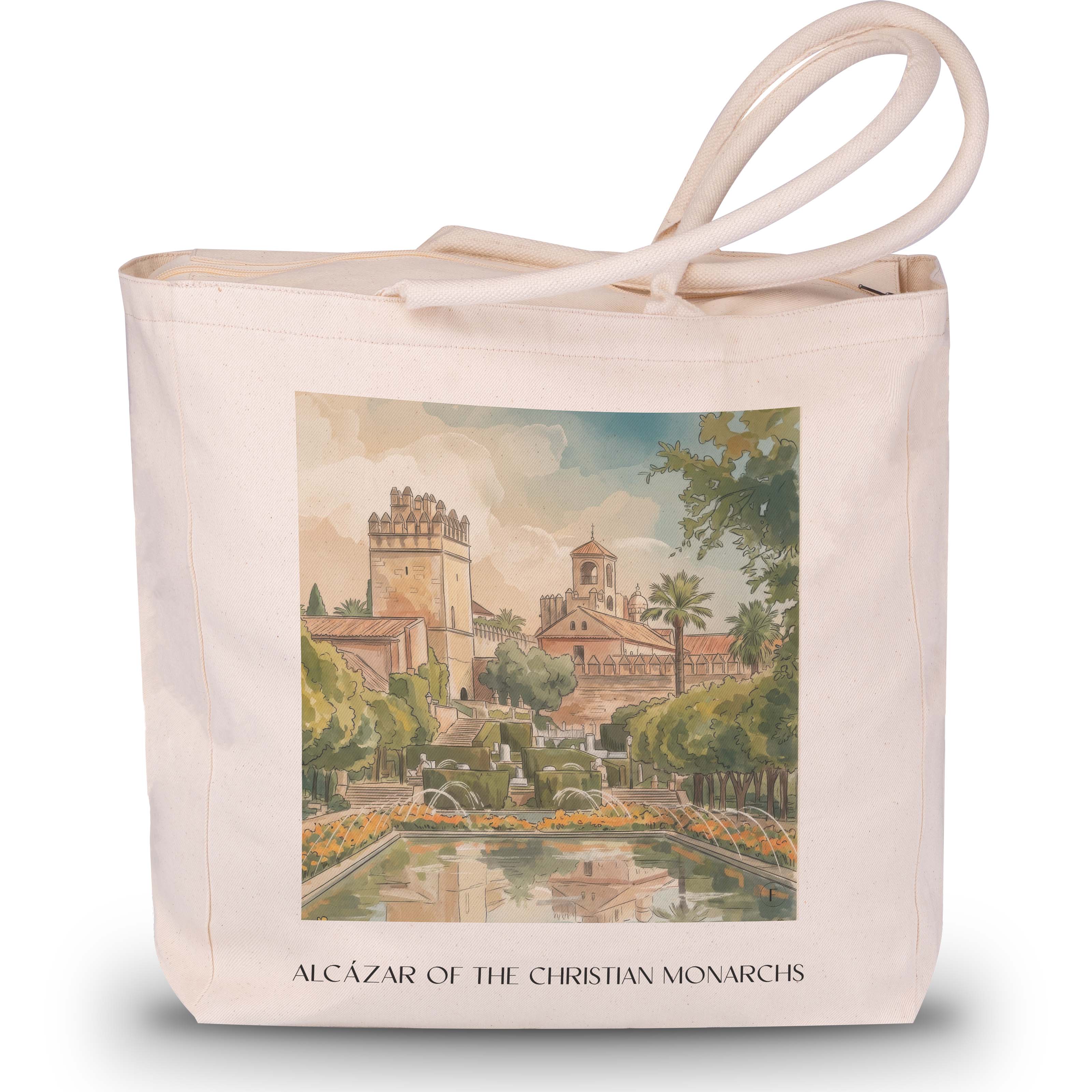 Alcázar de los Reyes Cristianos Shopping Tasche - Córdoba - Spanien Tote Bag - Einkaufstasche im Aquarell Stil - favplace