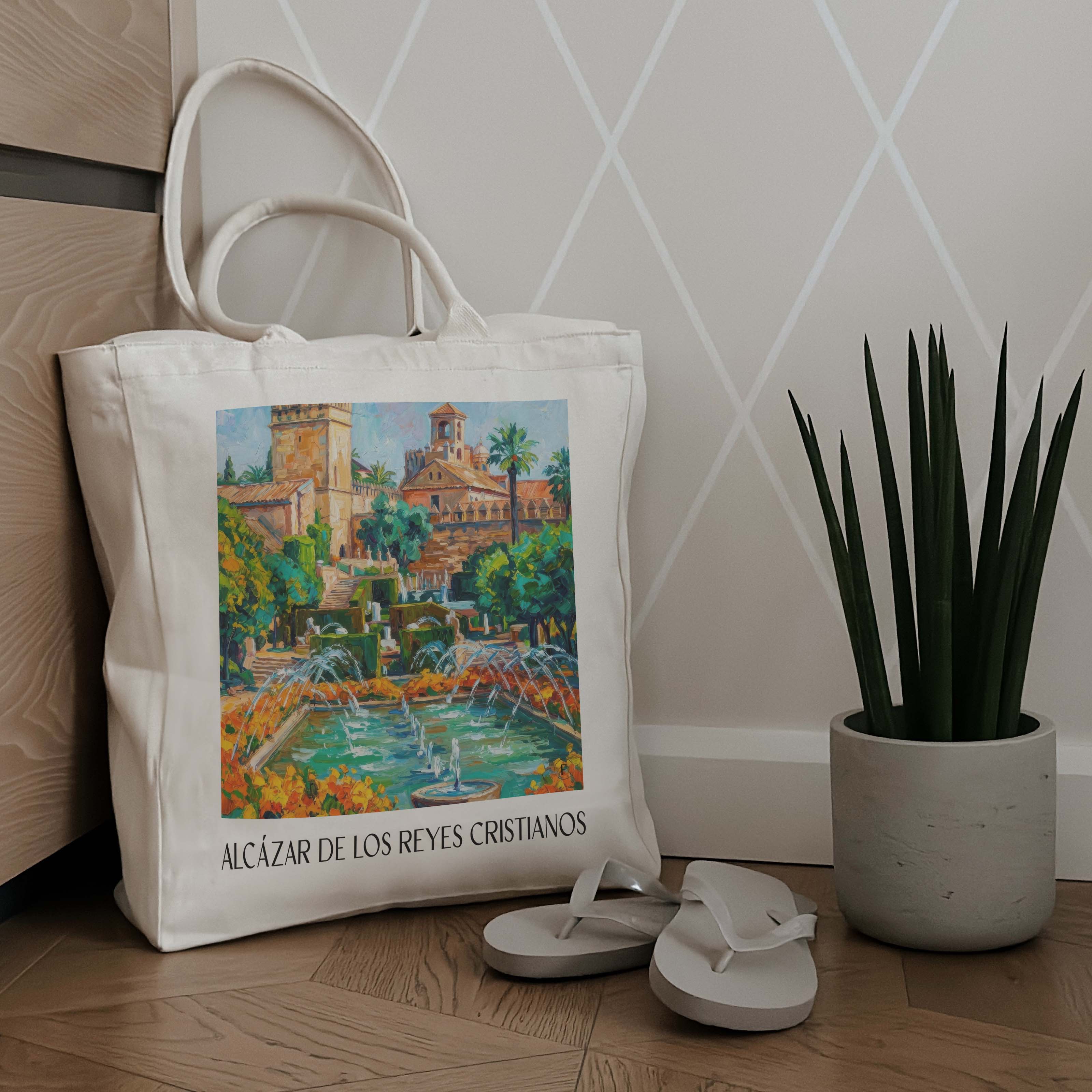 alcázar-de-los-reyes-cristianos-córdoba-spanien-einkaufstasche-oil-painting-oelgemaelde