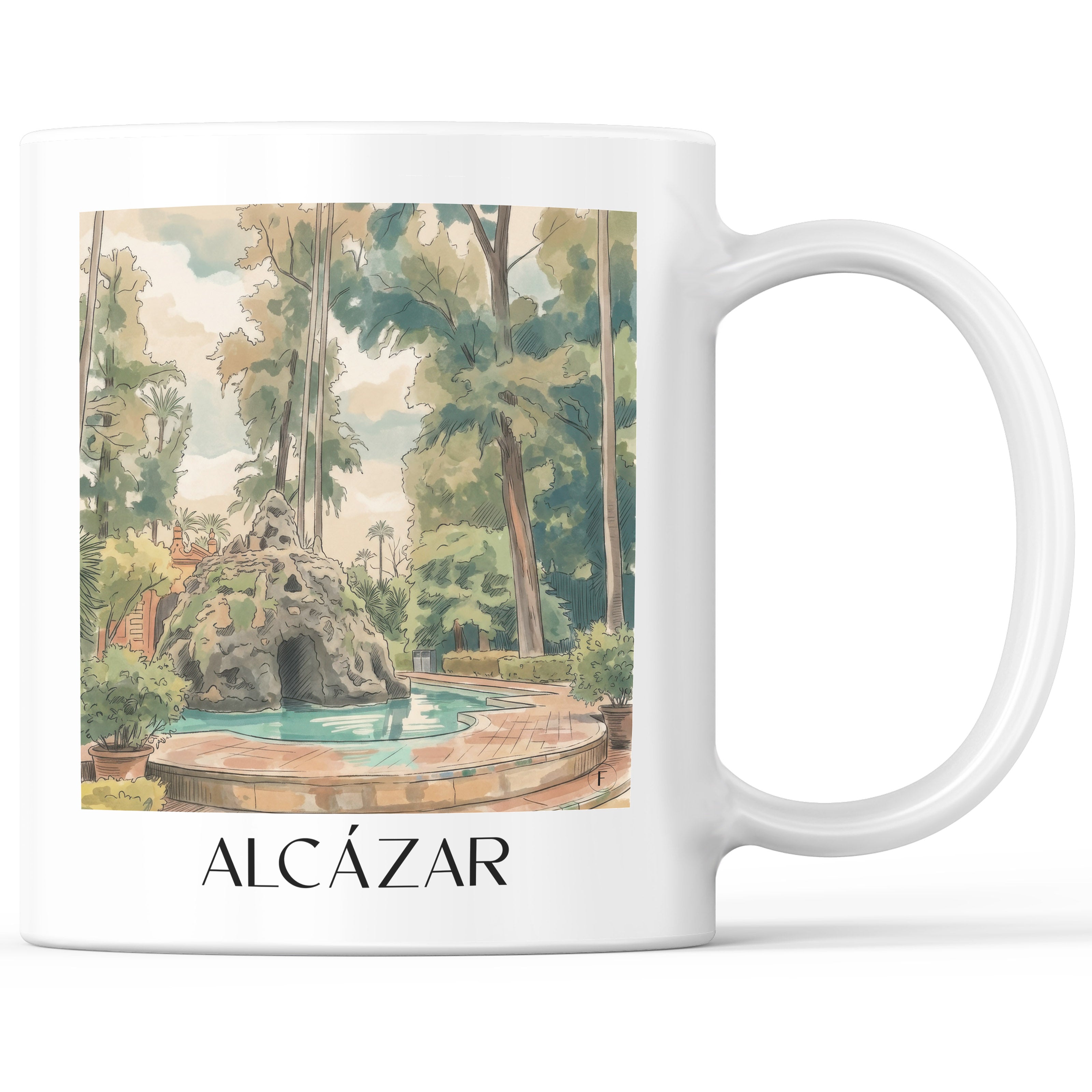 Alcazár Kaffeebecher - Sevilla - Spanien Becher - Kaffeetasse im Aquarell Stil - favplace