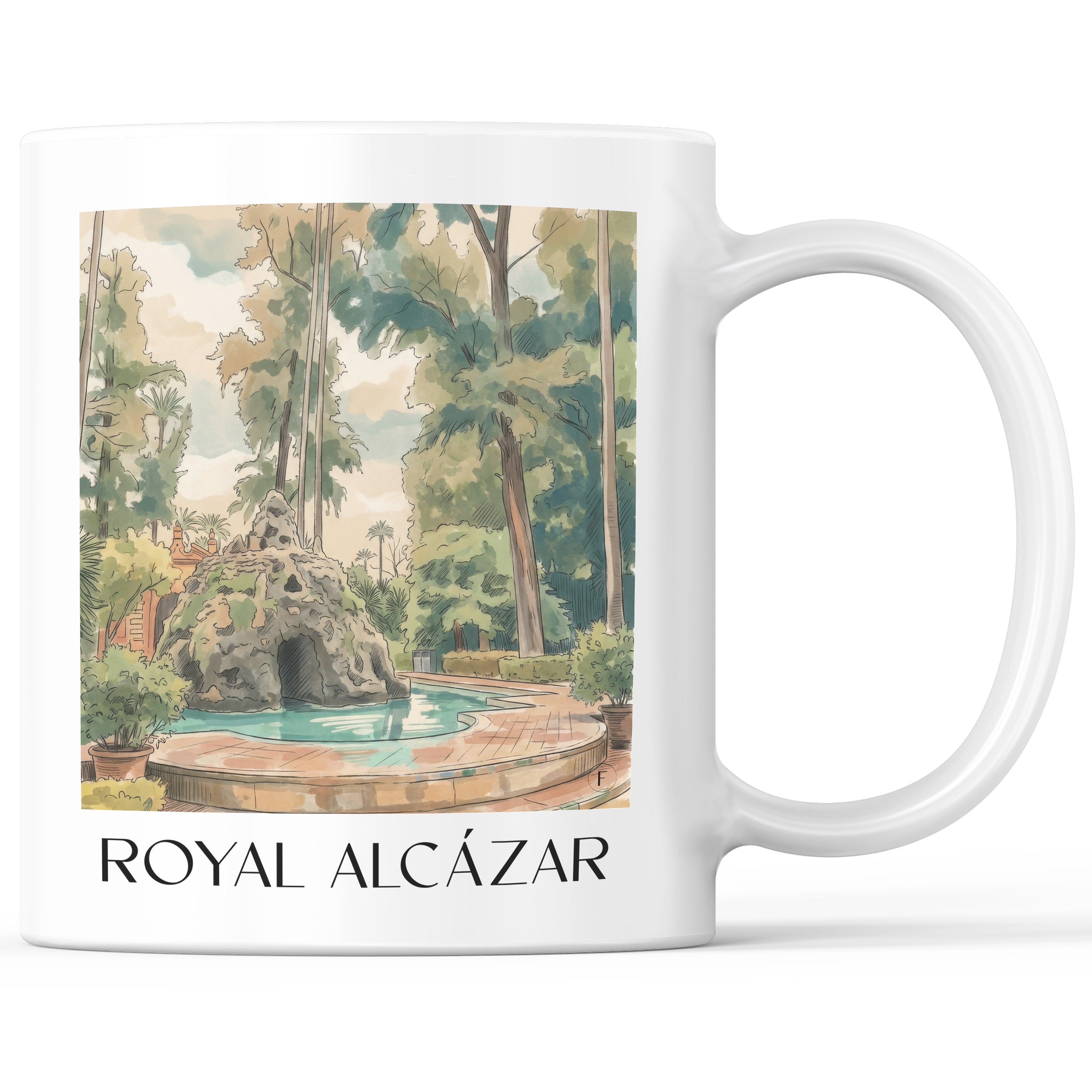 Alcazár Kaffeebecher - Sevilla - Spanien Becher - Kaffeetasse im Aquarell Stil - favplace