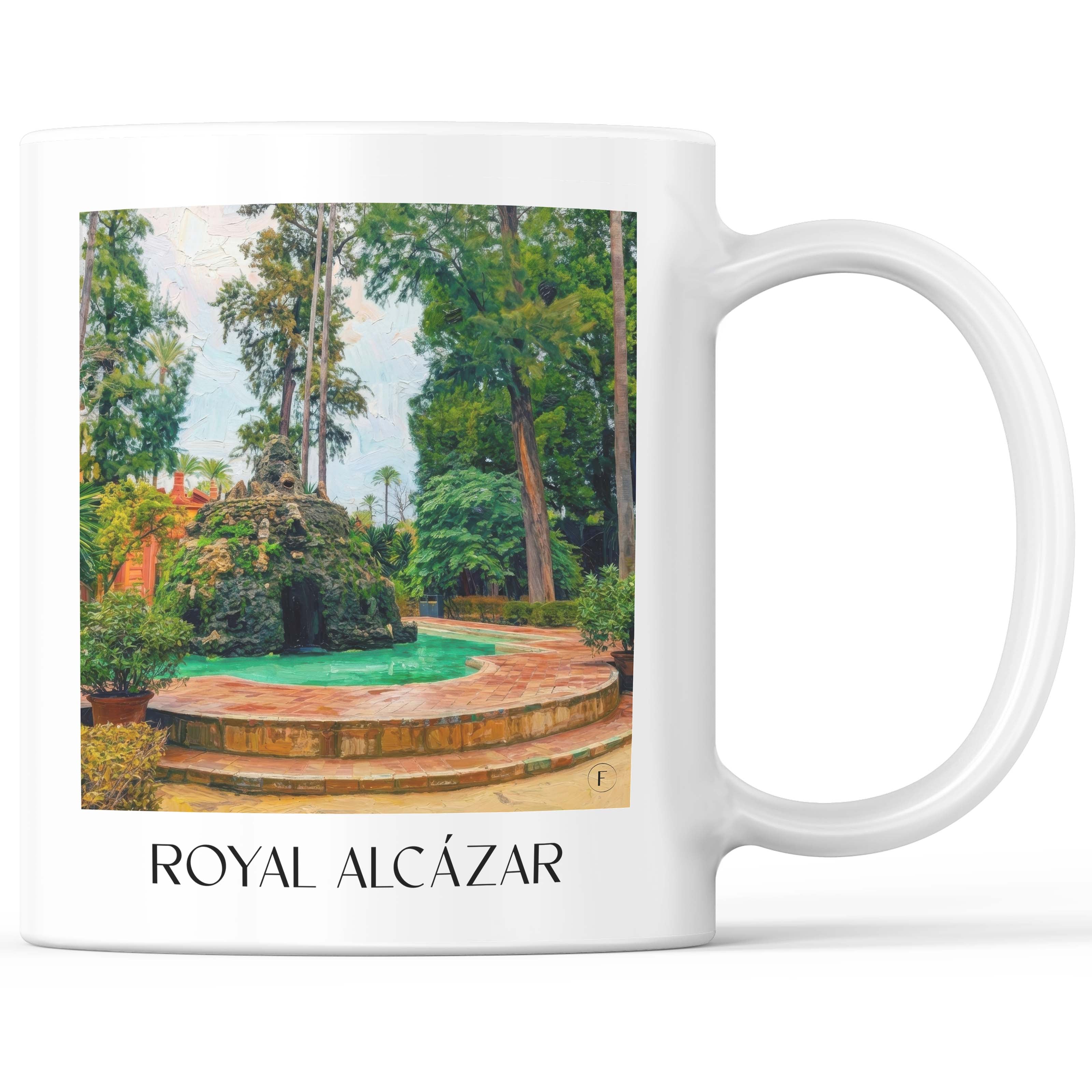 Alcazár Kaffeebecher - Sevilla - Spanien Becher - Kaffeetasse im Ölgemälde Stil - favplace