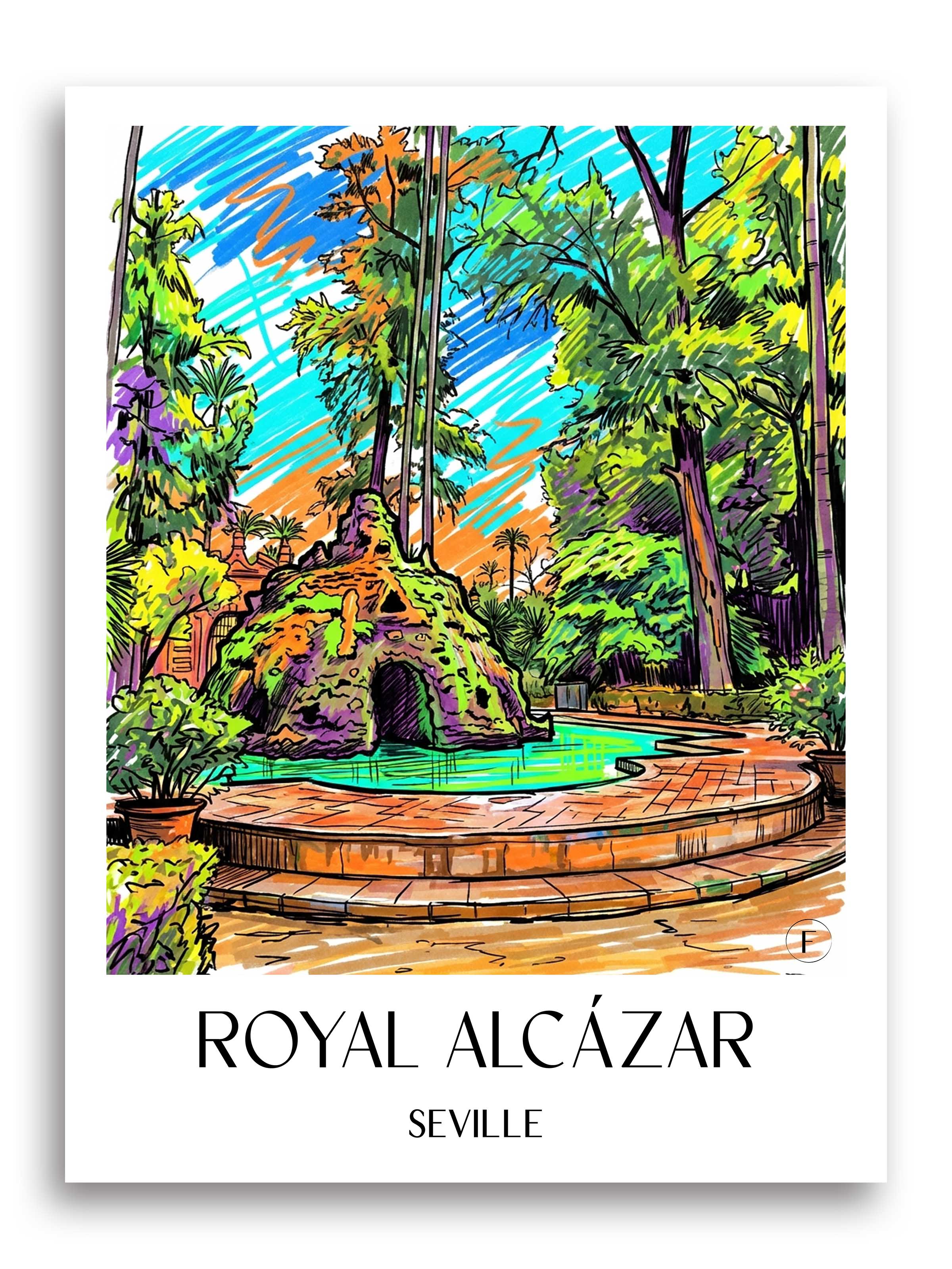 Alcazár Poster - Sevilla - Spanien Kunstdruck - Tag Graffiti von A4 bis A1 - favplace