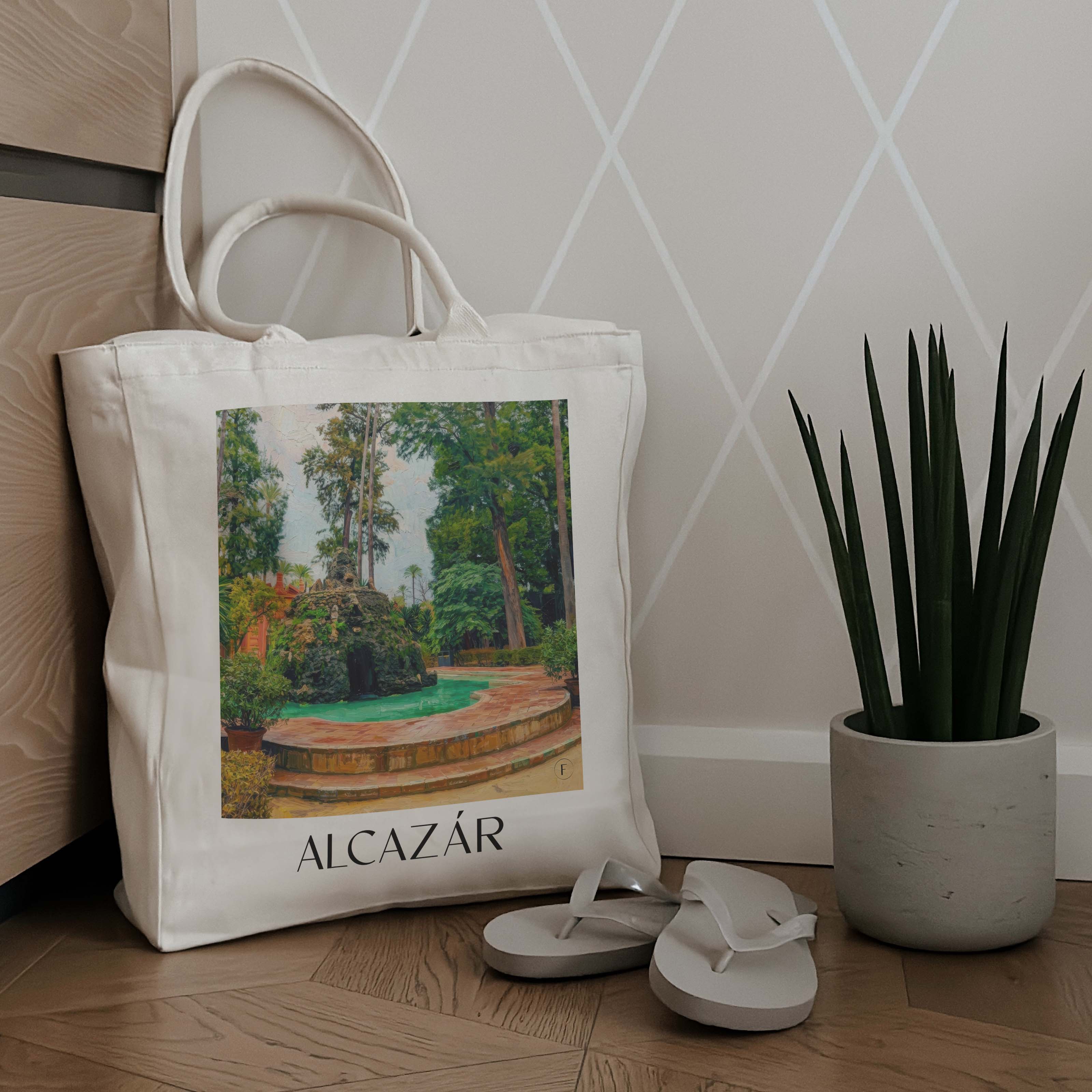 alcazár-sevilla-spanien-einkaufstasche-oil-painting-oelgemaelde