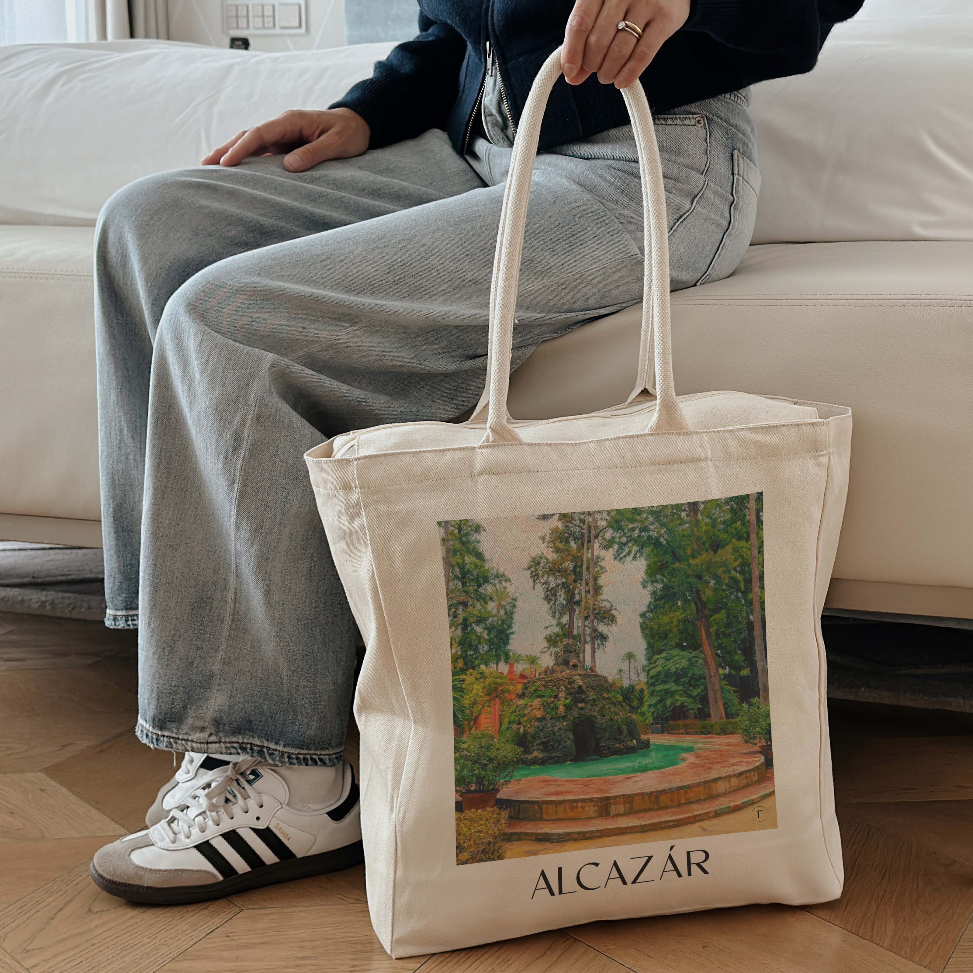alcazár-sevilla-spanien-einkaufstasche-oil-painting-oelgemaelde