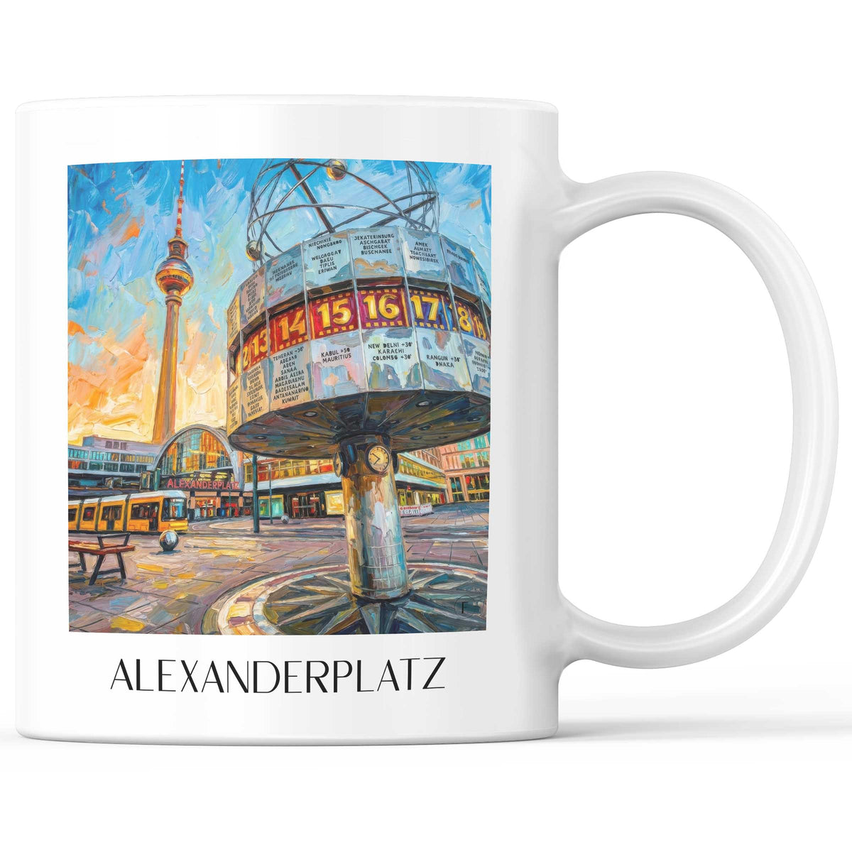 Alexanderplatz Kaffeebecher - Berlin - Deutschland Becher - Kaffeetasse im Ölgemälde Stil - favplace